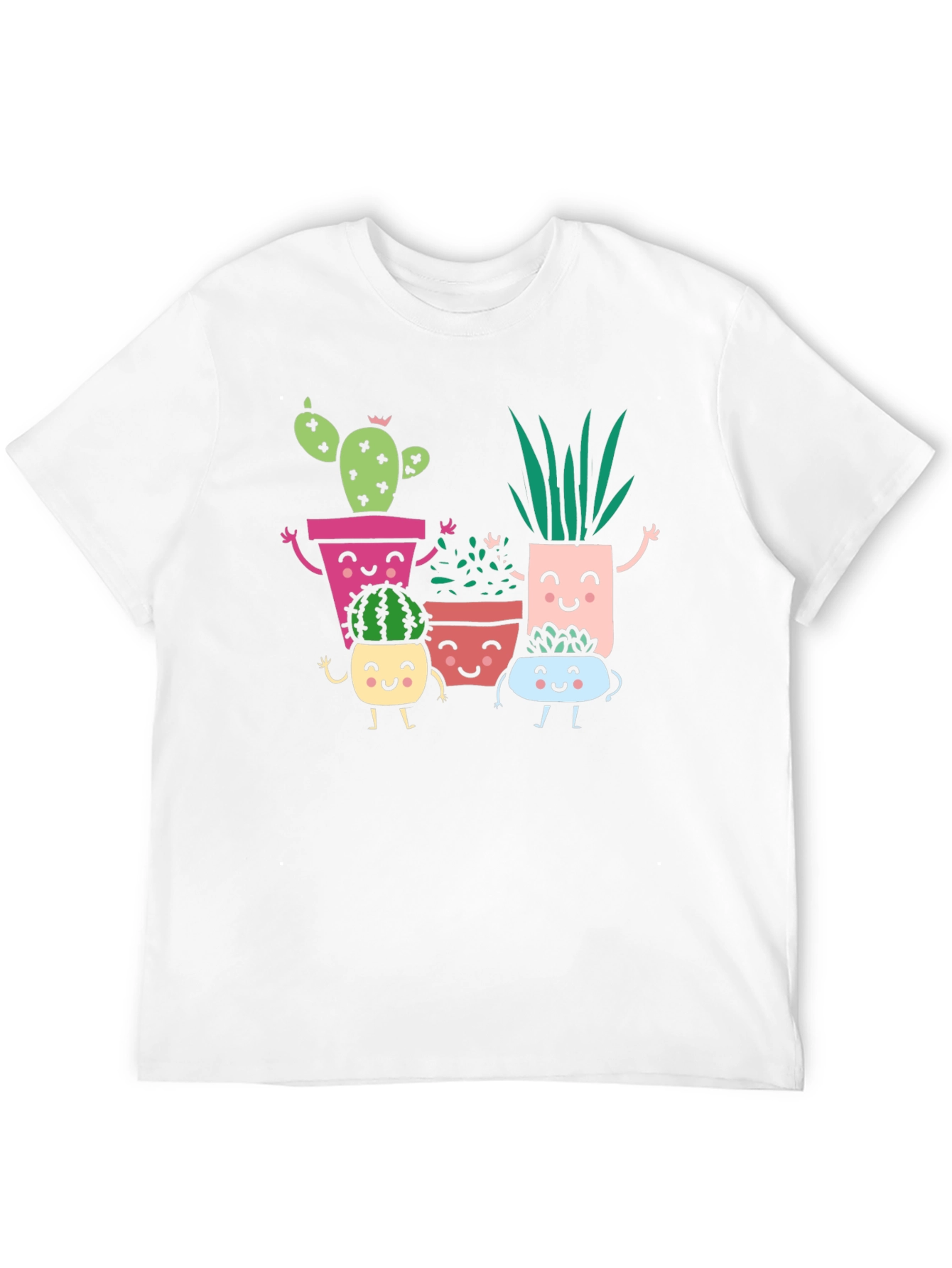 Cute Smiling Succulent Plant Graphic T-Shirt