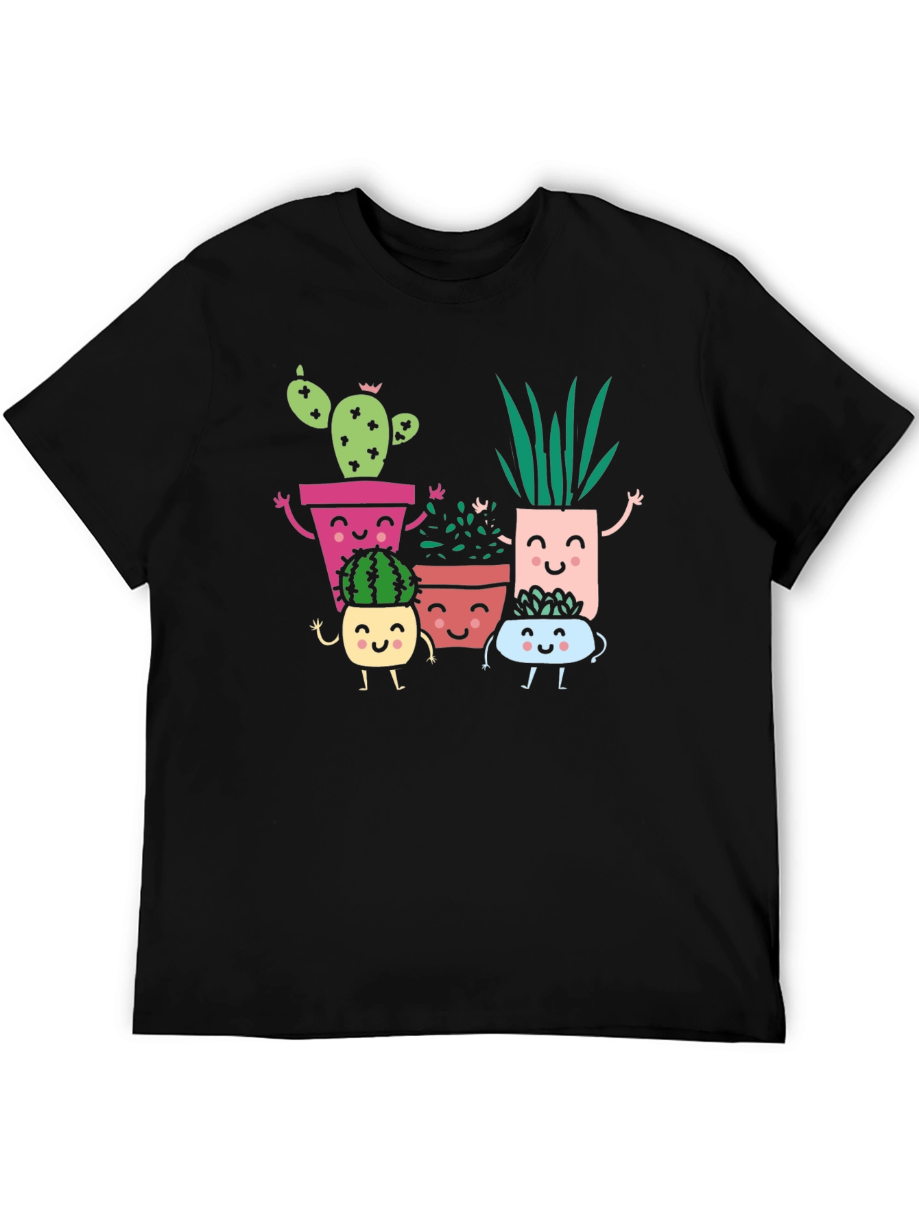 Cute Smiling Succulent Plant Graphic T-Shirt