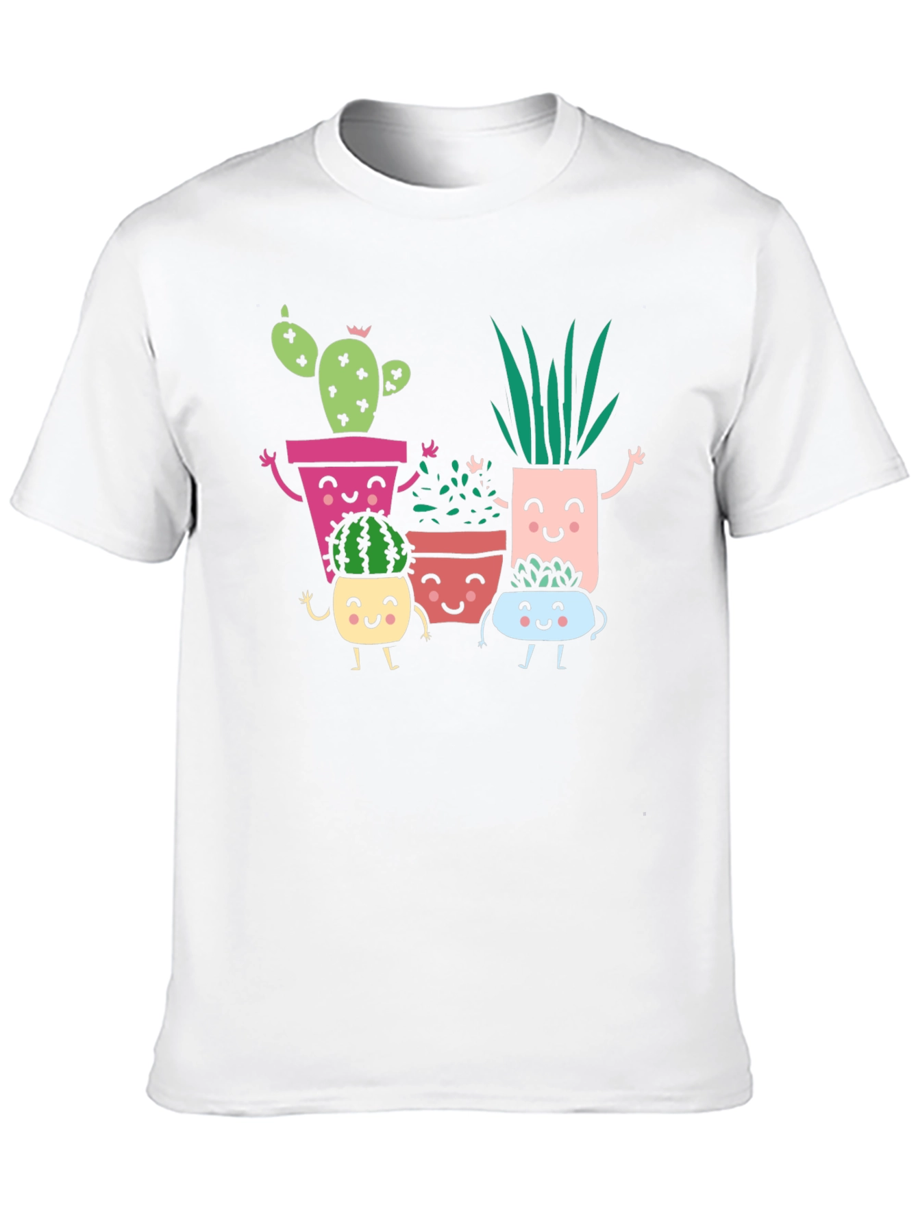 Cute Smiling Succulent Plant Graphic T-Shirt