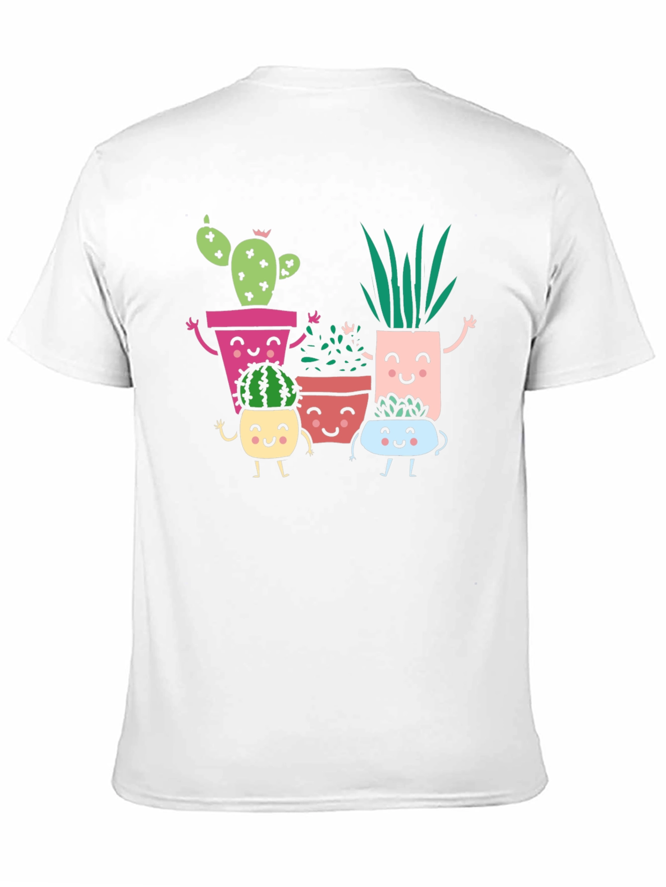 Cute Smiling Succulent Plant Graphic T-Shirt