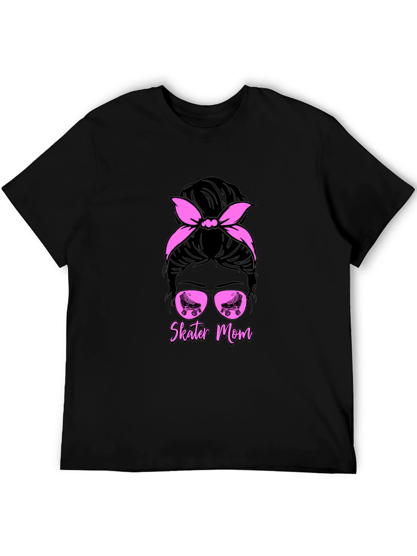 Skater Mom T-Shirt - Messy Bun Roller Skate Design