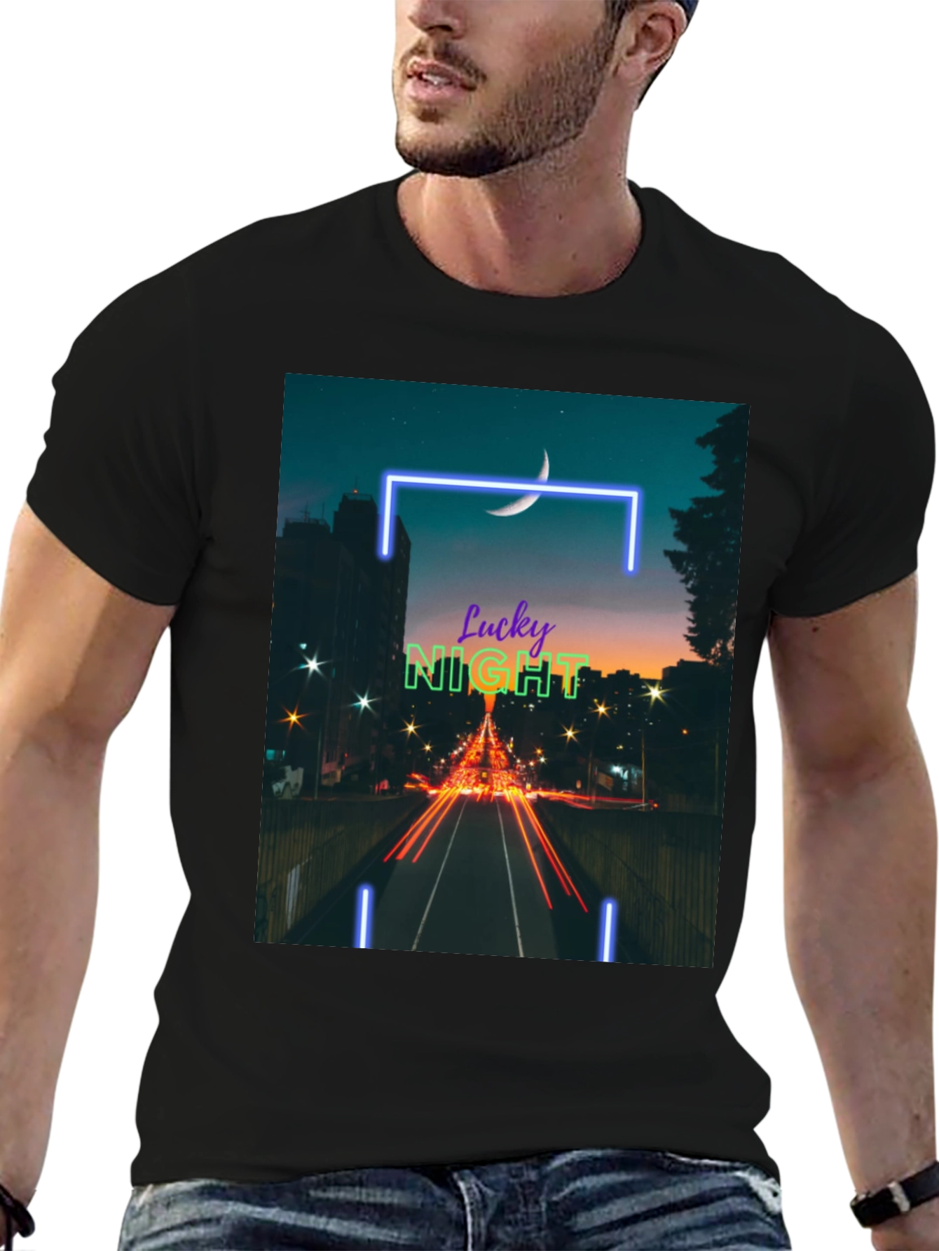 Lucky Night Cityscape Tee - Urban Style