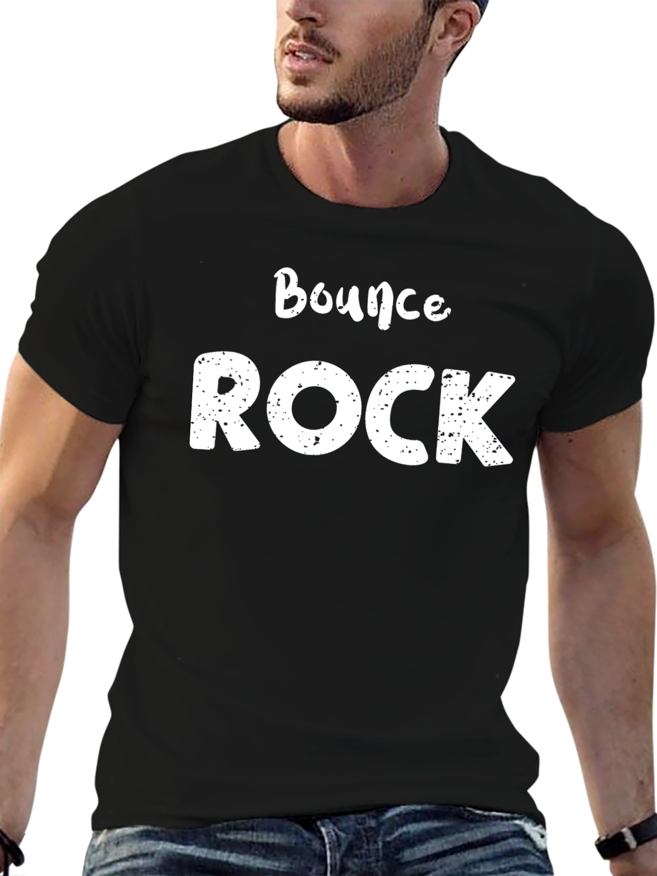 Bounce Rock Graphic Tee - Stylish Mens Black T-Shirt