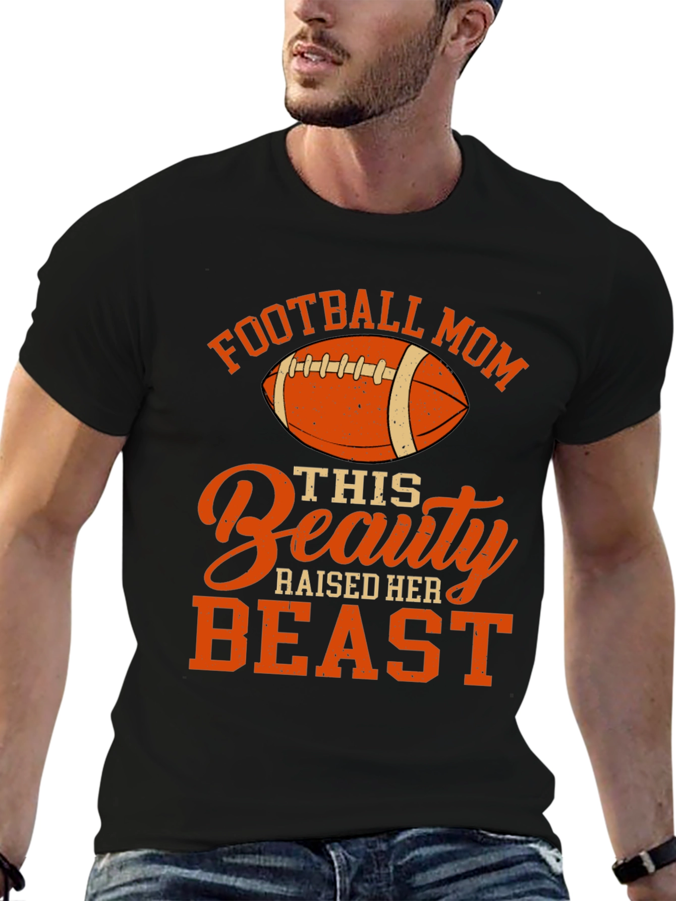 Football Mom T-Shirt: Raised Her Beast