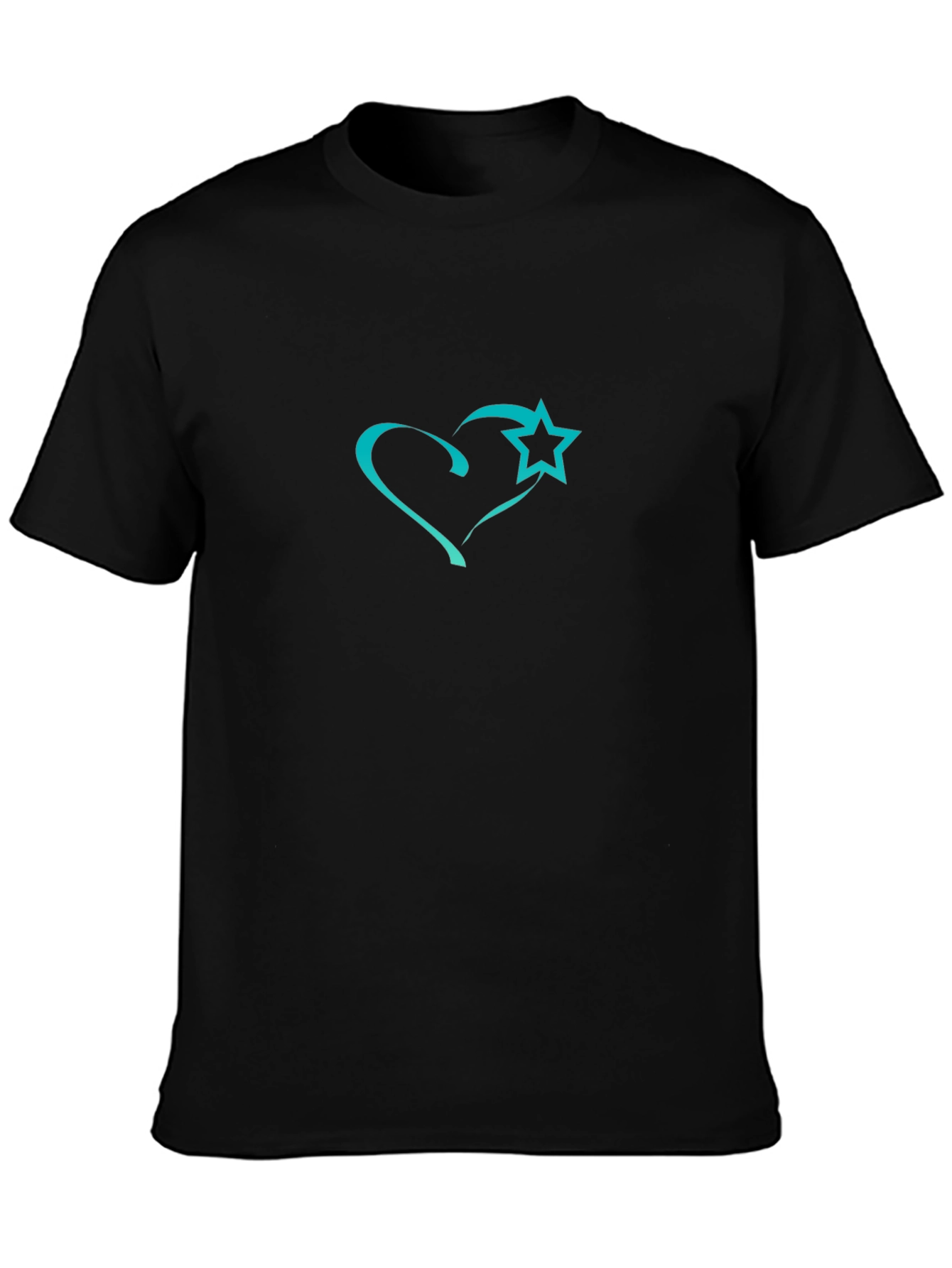 Heart and Star Graphic Black T-Shirt