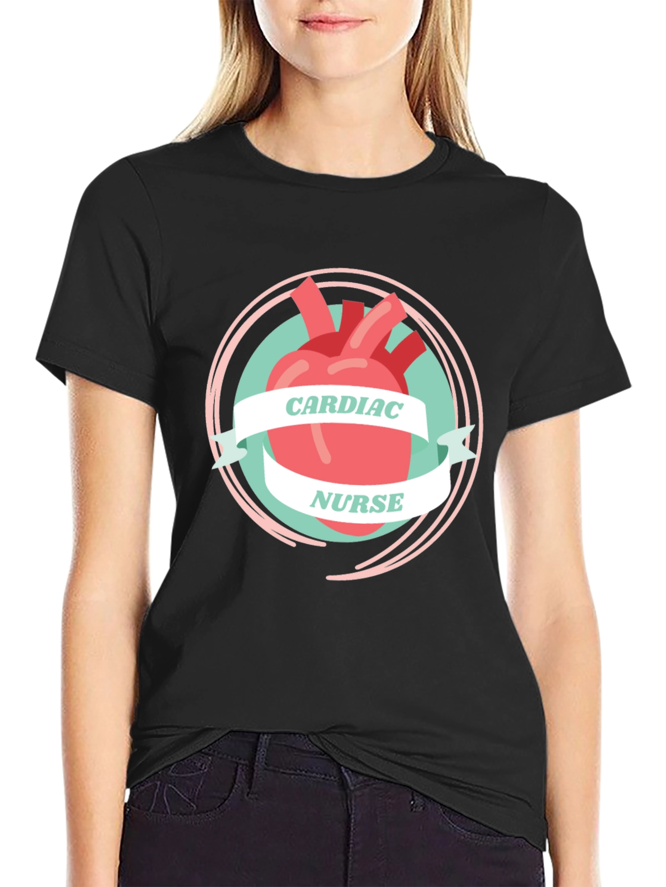 Cardiac Nurse Graphic T-Shirt - Heart Design