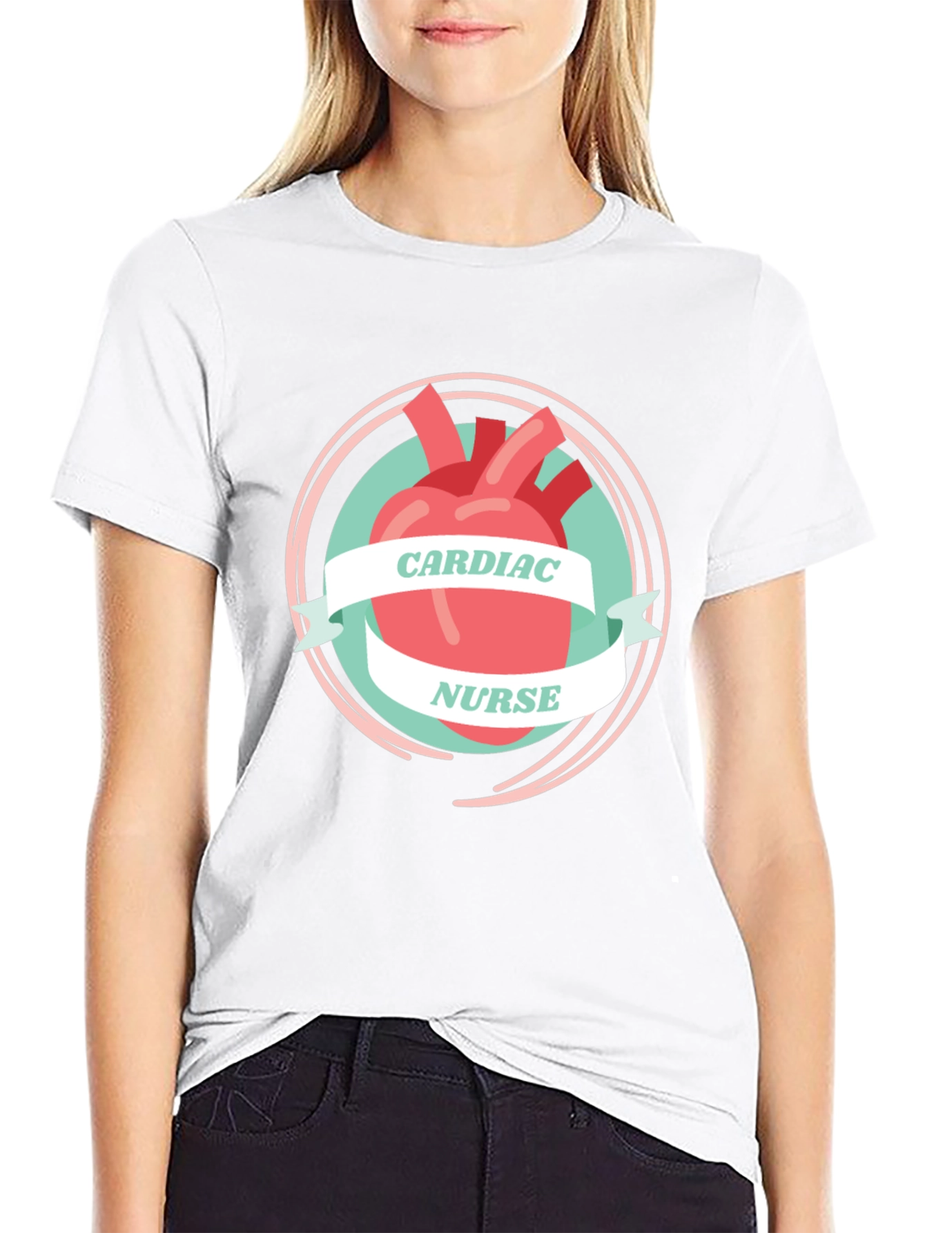 Cardiac Nurse Graphic T-Shirt - Heart Design
