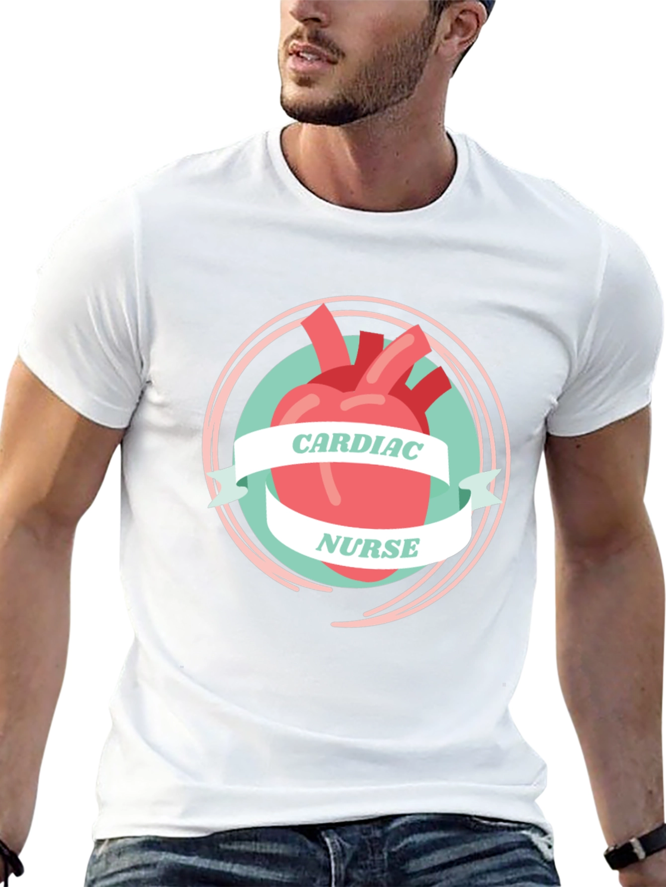 Cardiac Nurse Graphic T-Shirt - Heart Design