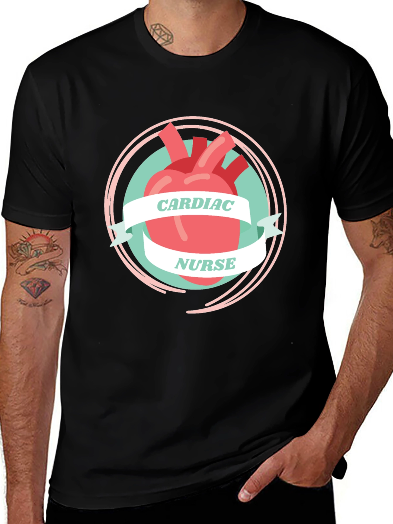 Cardiac Nurse Graphic T-Shirt - Heart Design