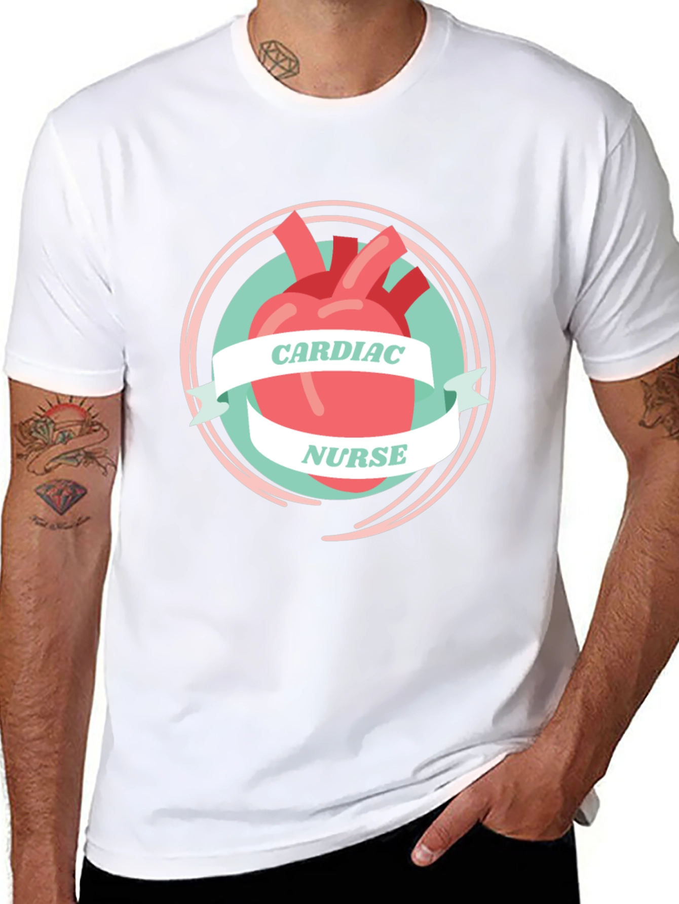 Cardiac Nurse Graphic T-Shirt - Heart Design
