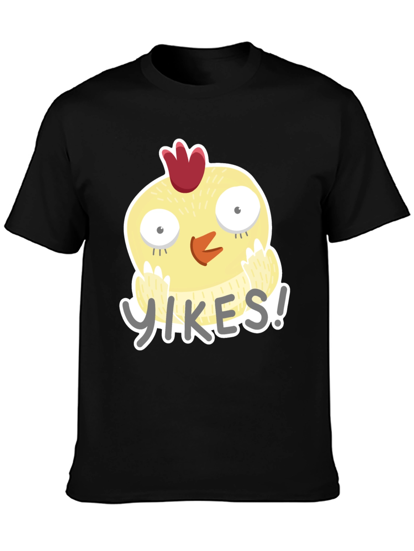 Yikes Chicken Graphic Tee - Black Cotton T-Shirt