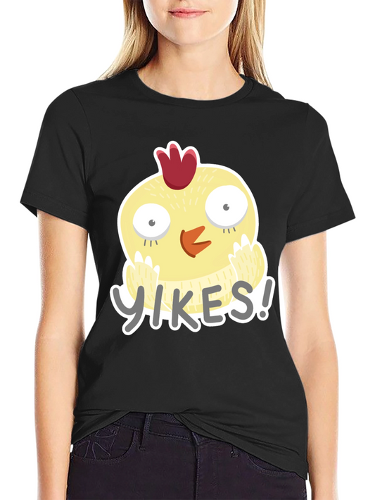 Yikes Chicken Graphic Tee - Black Cotton T-Shirt
