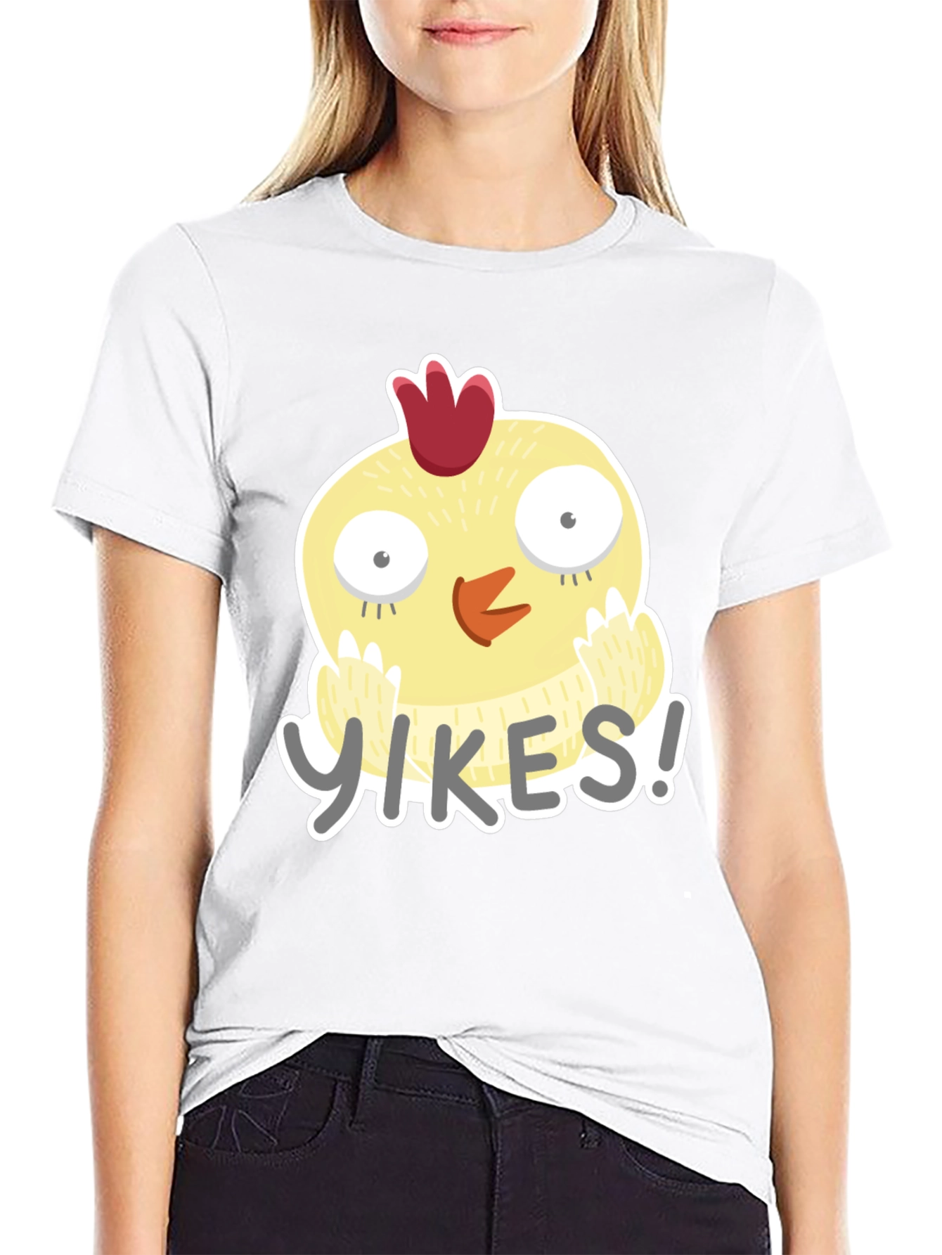 Yikes Chicken Graphic Tee - Black Cotton T-Shirt