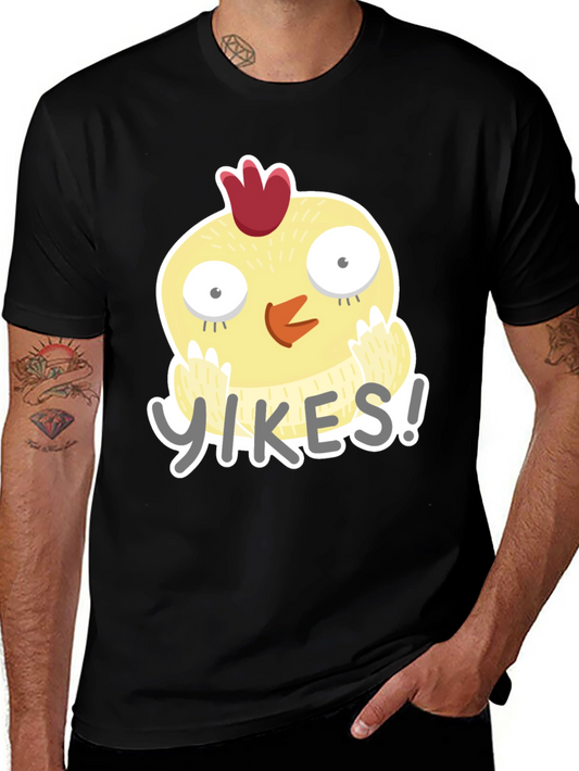 Yikes Chicken Graphic Tee - Black Cotton T-Shirt