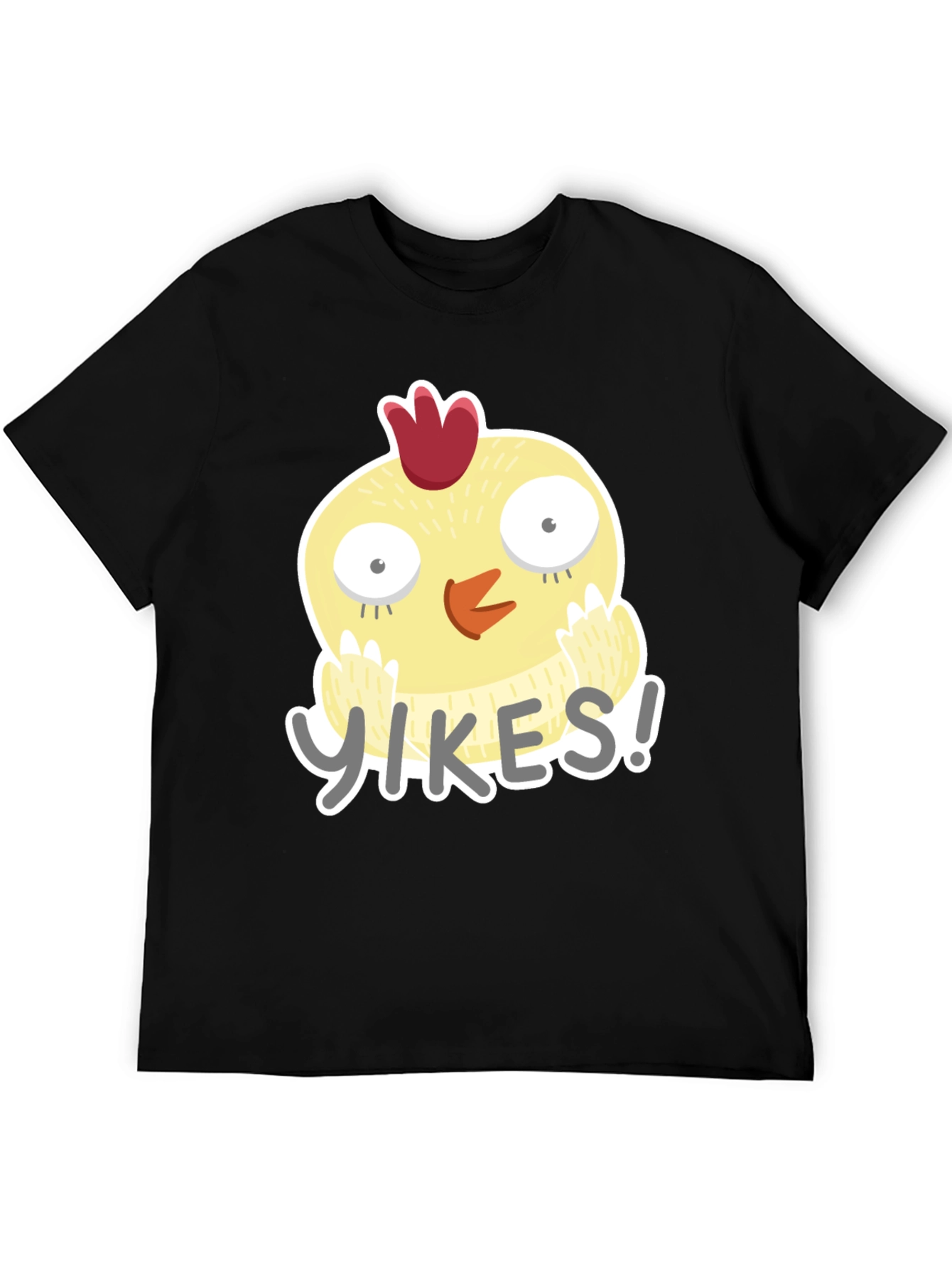 Yikes Chicken Graphic Tee - Black Cotton T-Shirt