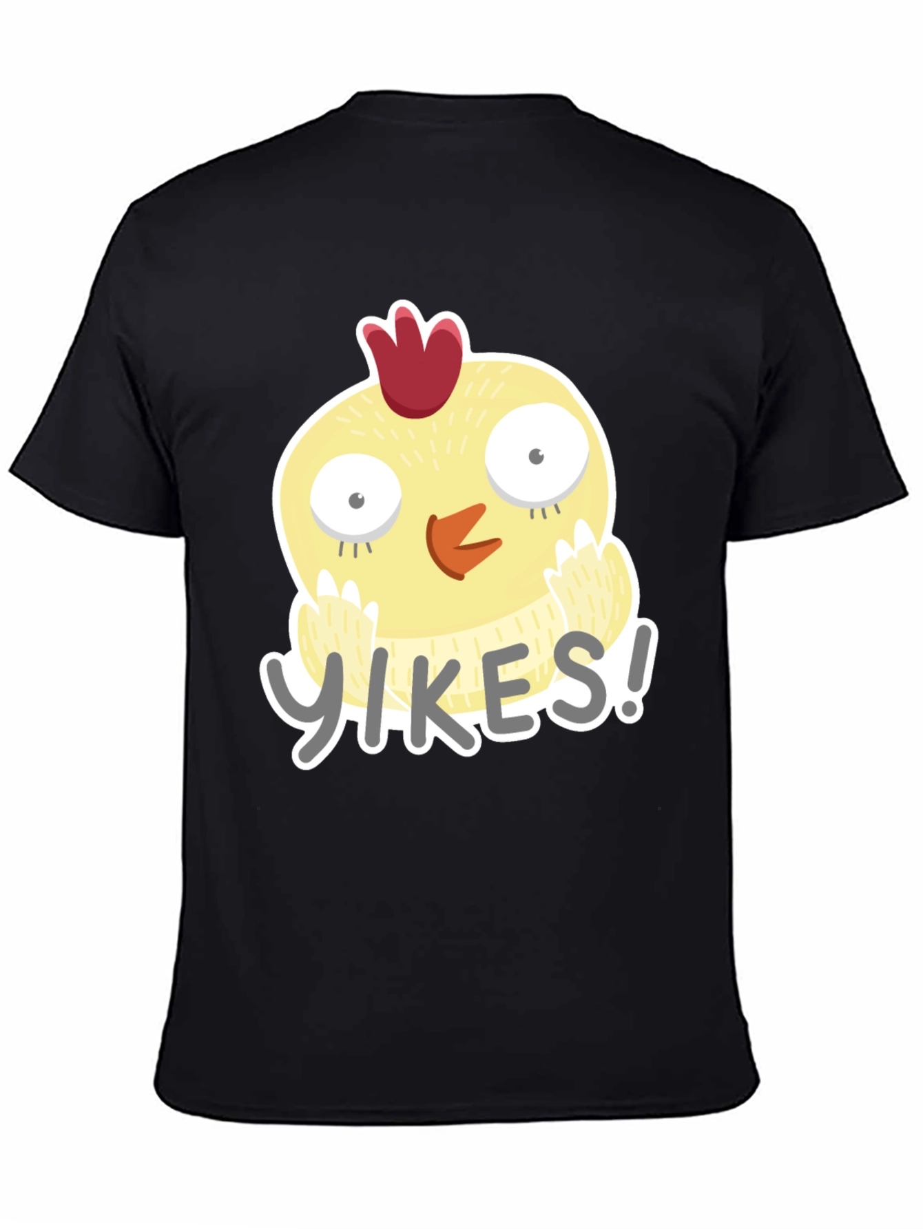 Yikes Chicken Graphic Tee - Black Cotton T-Shirt