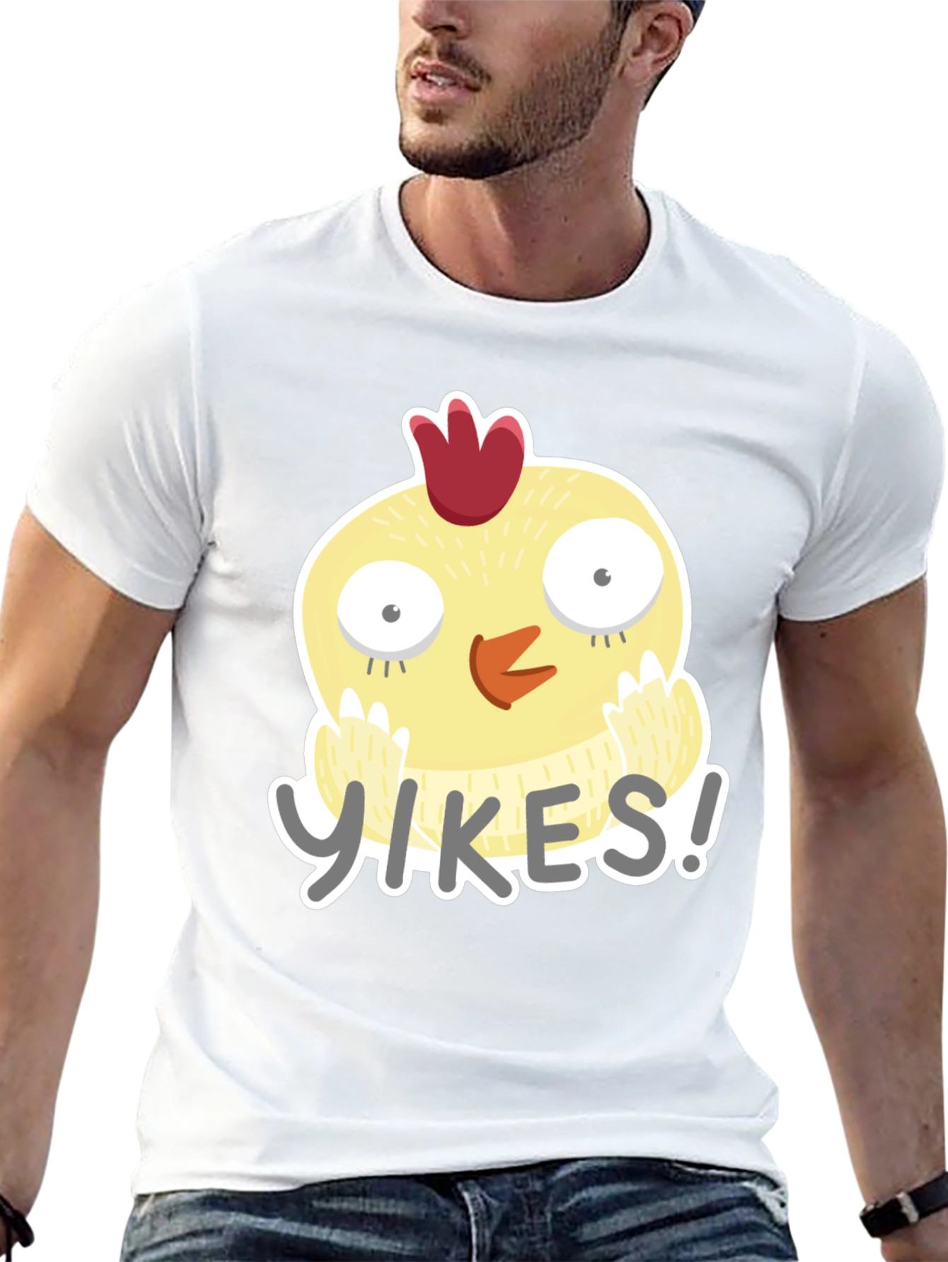 Yikes Chicken Graphic Tee - Black Cotton T-Shirt
