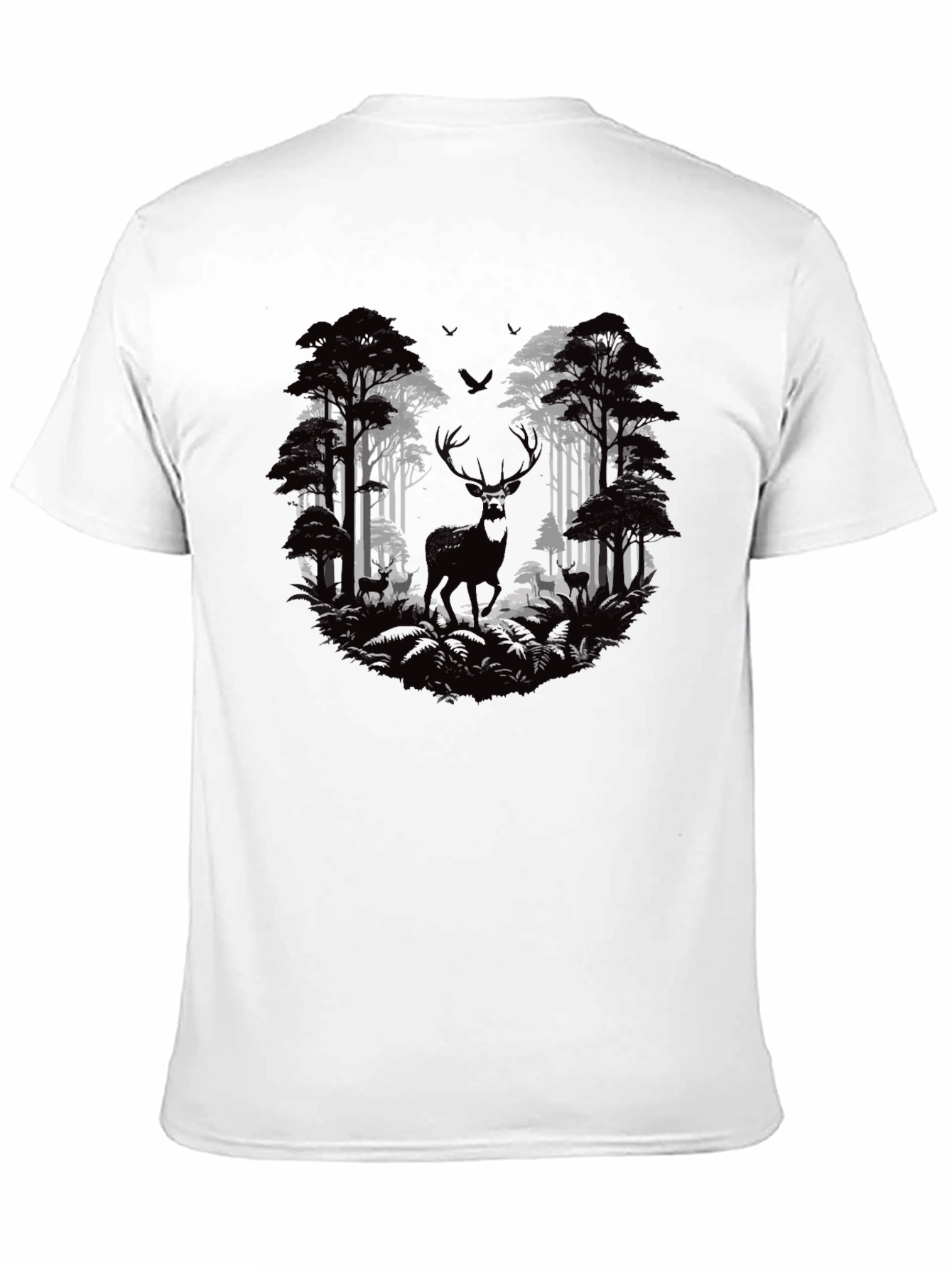 Deer Forest Graphic Tee - Black