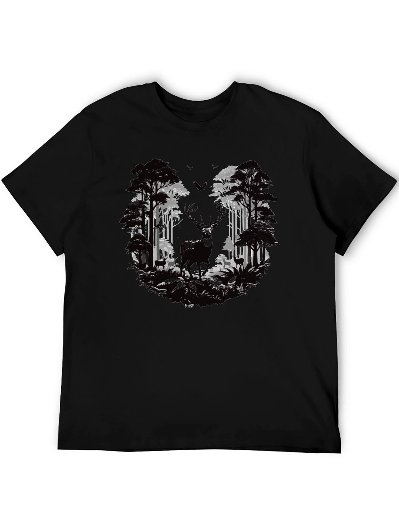Deer Forest Graphic Tee - Black