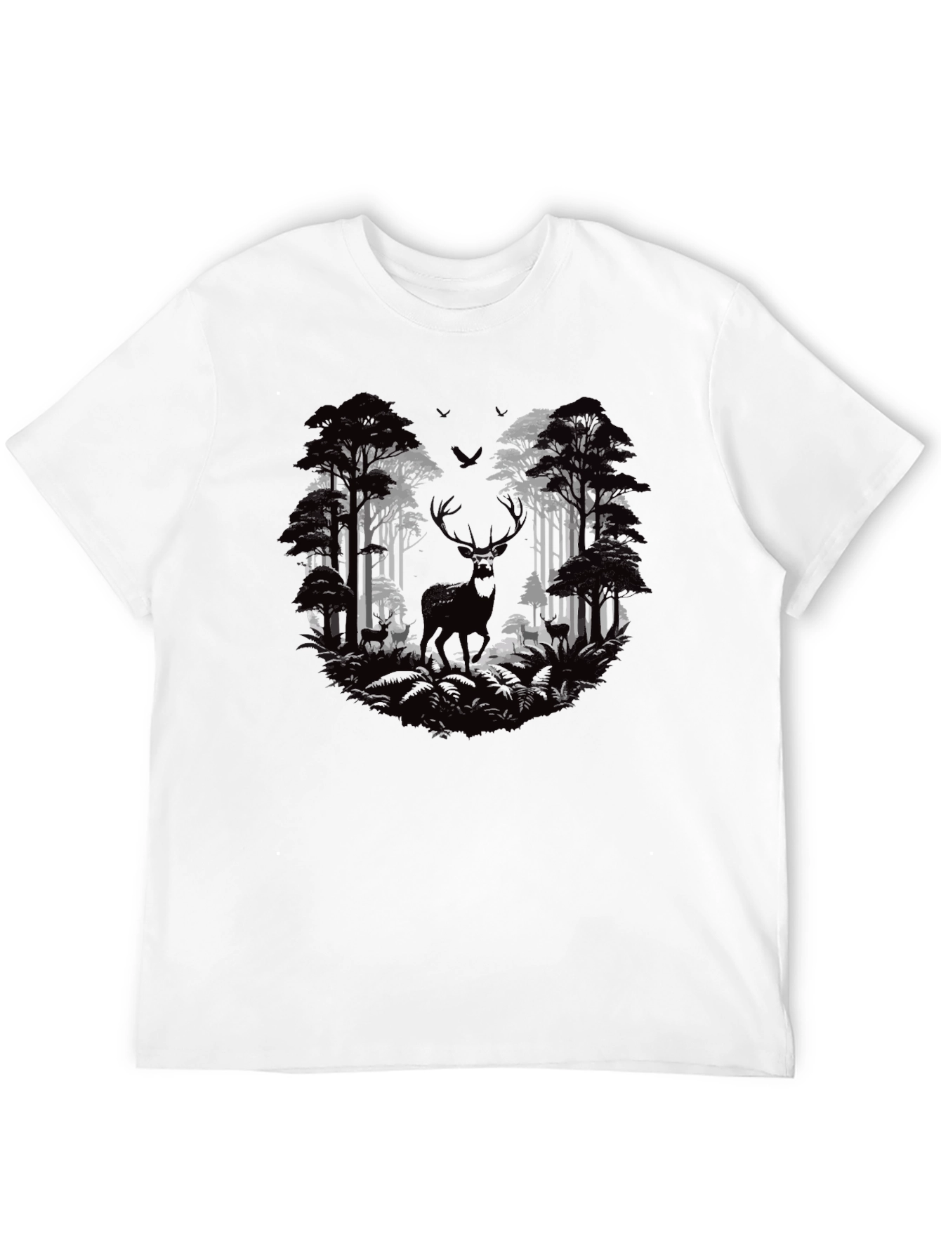 Deer Forest Graphic Tee - Black