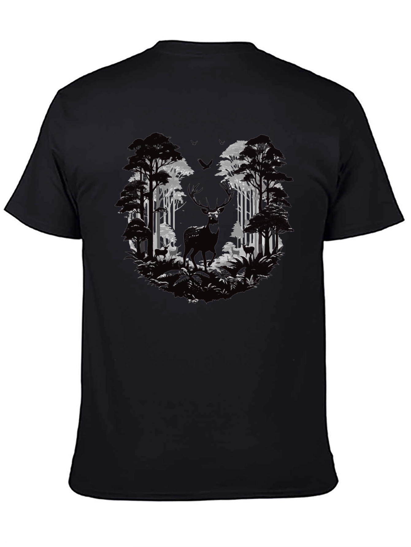 Deer Forest Graphic Tee - Black