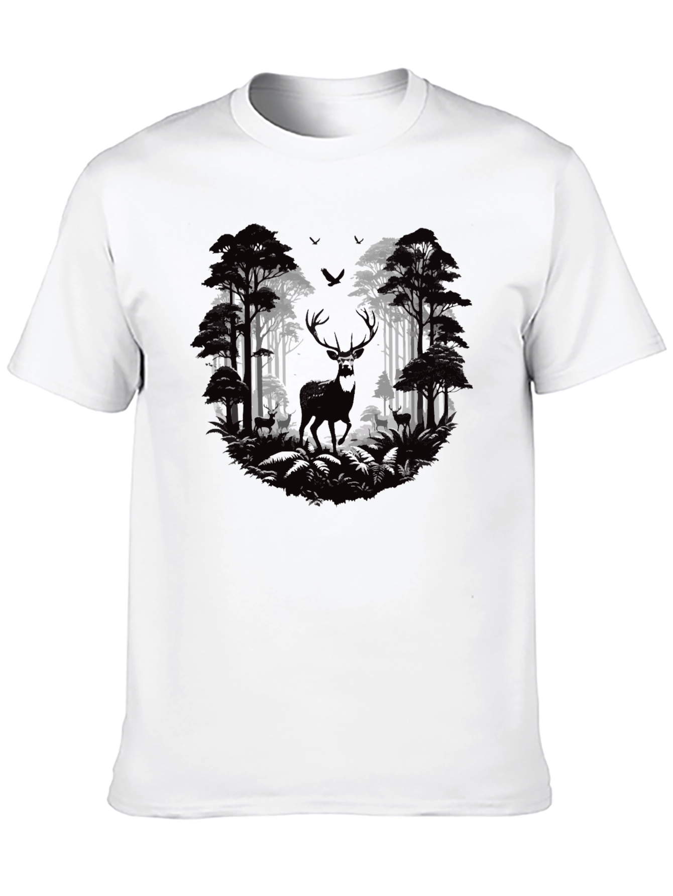 Deer Forest Graphic Tee - Black
