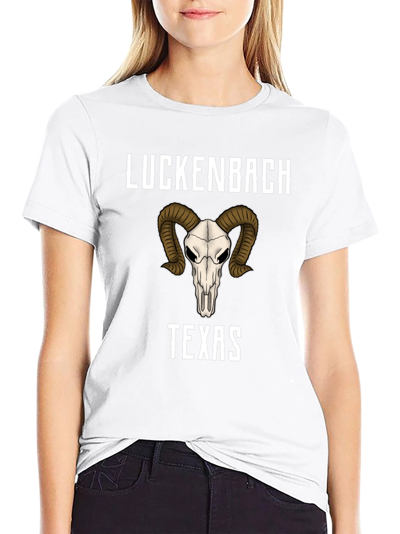 Luckenbach Texas Ram Skull Graphic T-Shirt