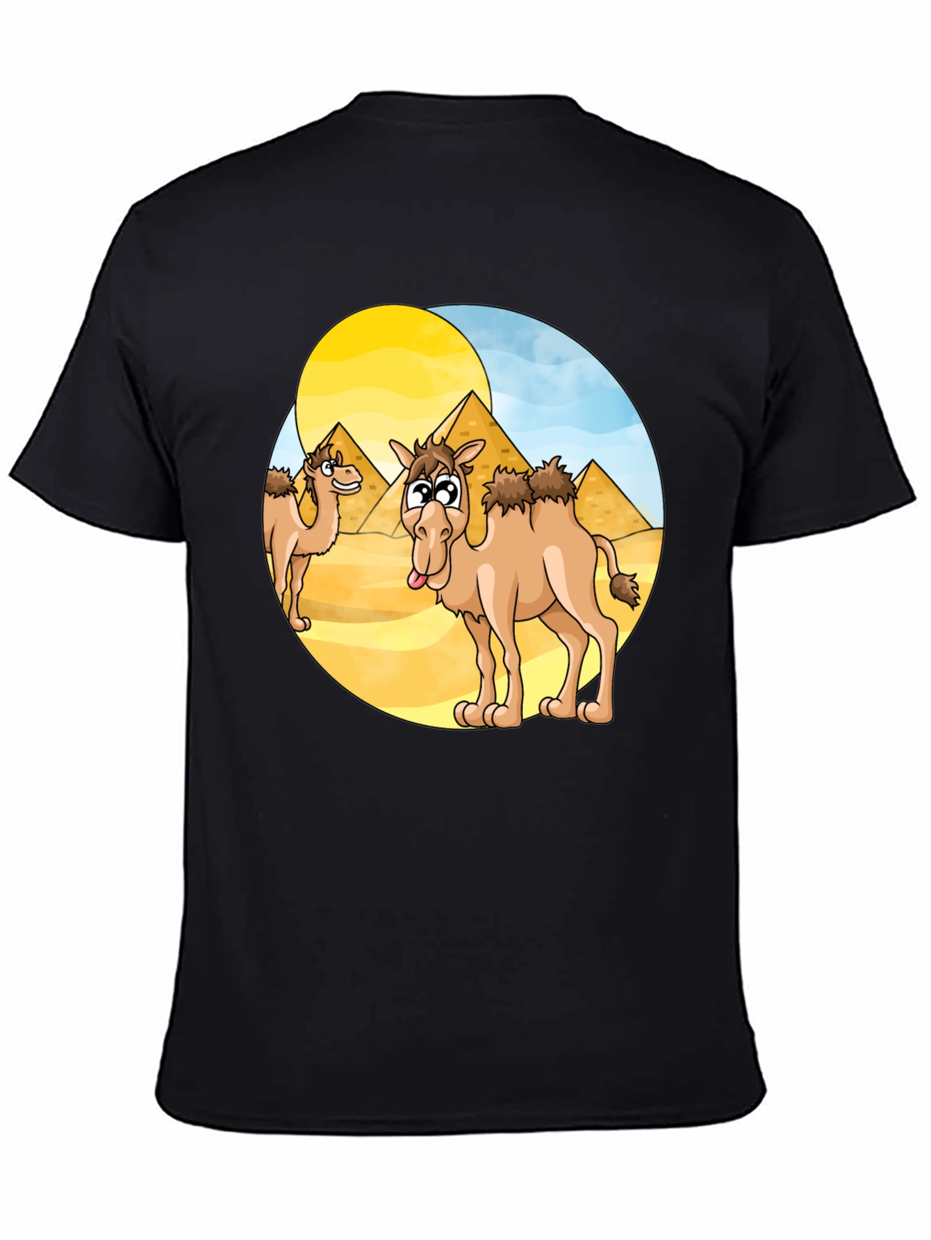 Cartoon Camel Graphic Tee - Black