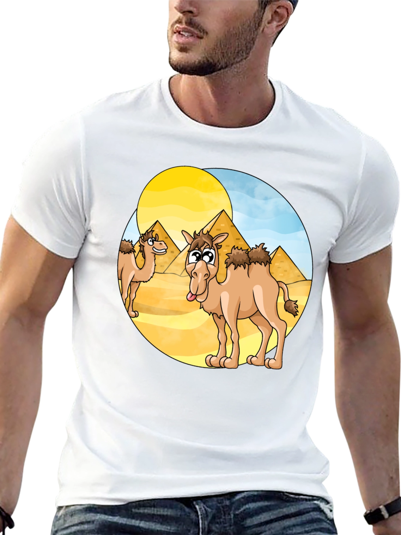 Cartoon Camel Graphic Tee - Black