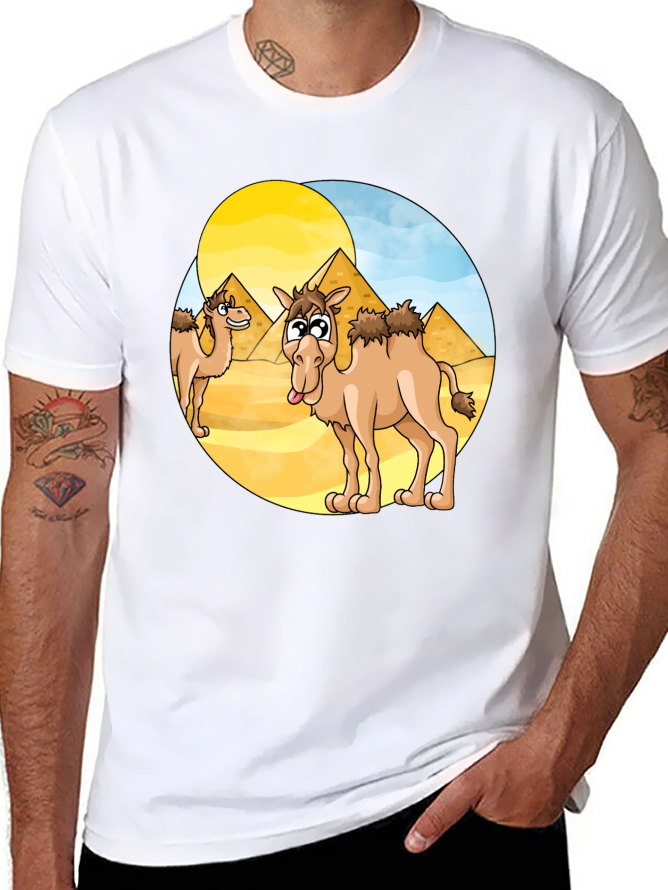 Cartoon Camel Graphic Tee - Black
