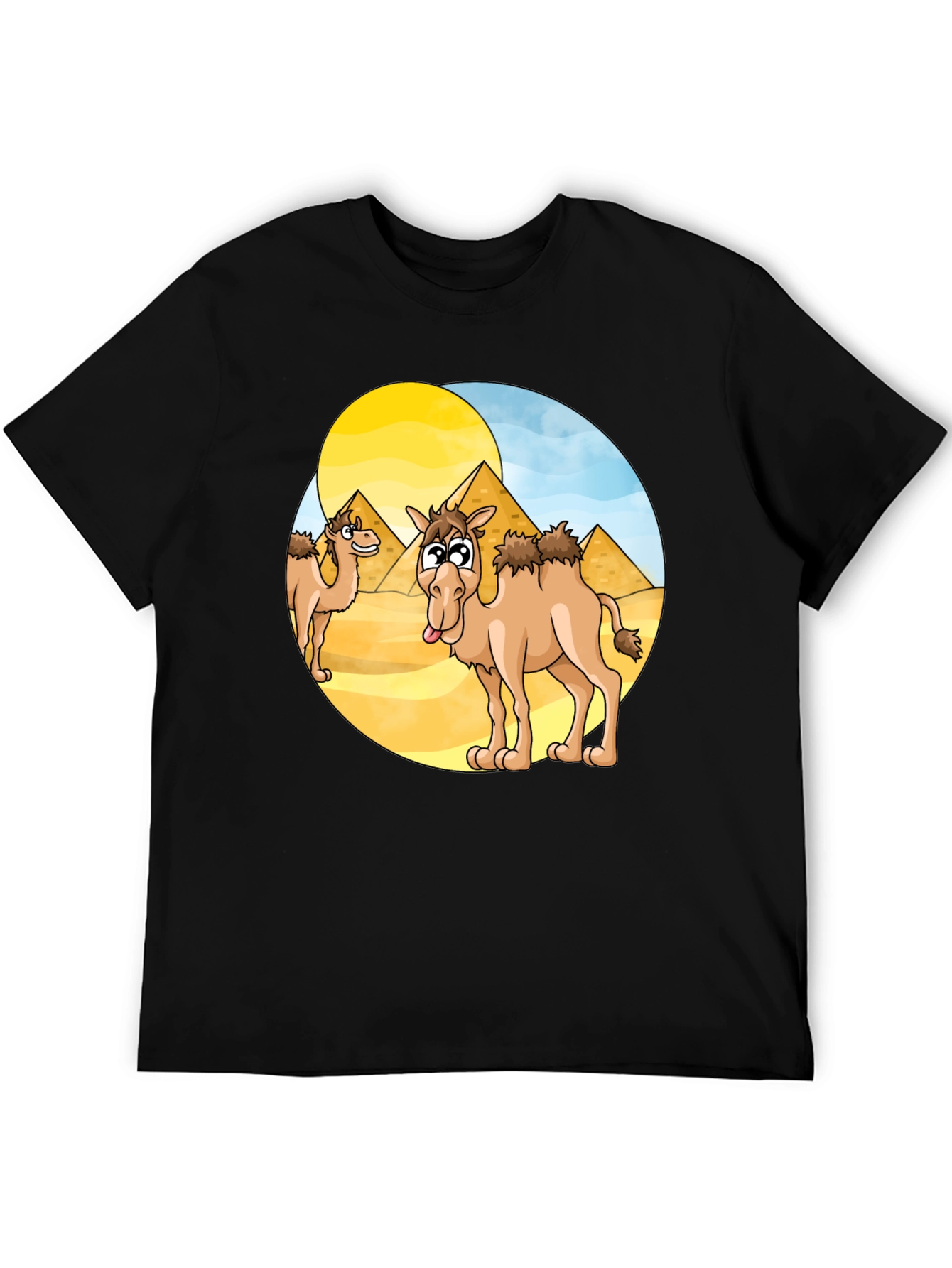 Cartoon Camel Graphic Tee - Black