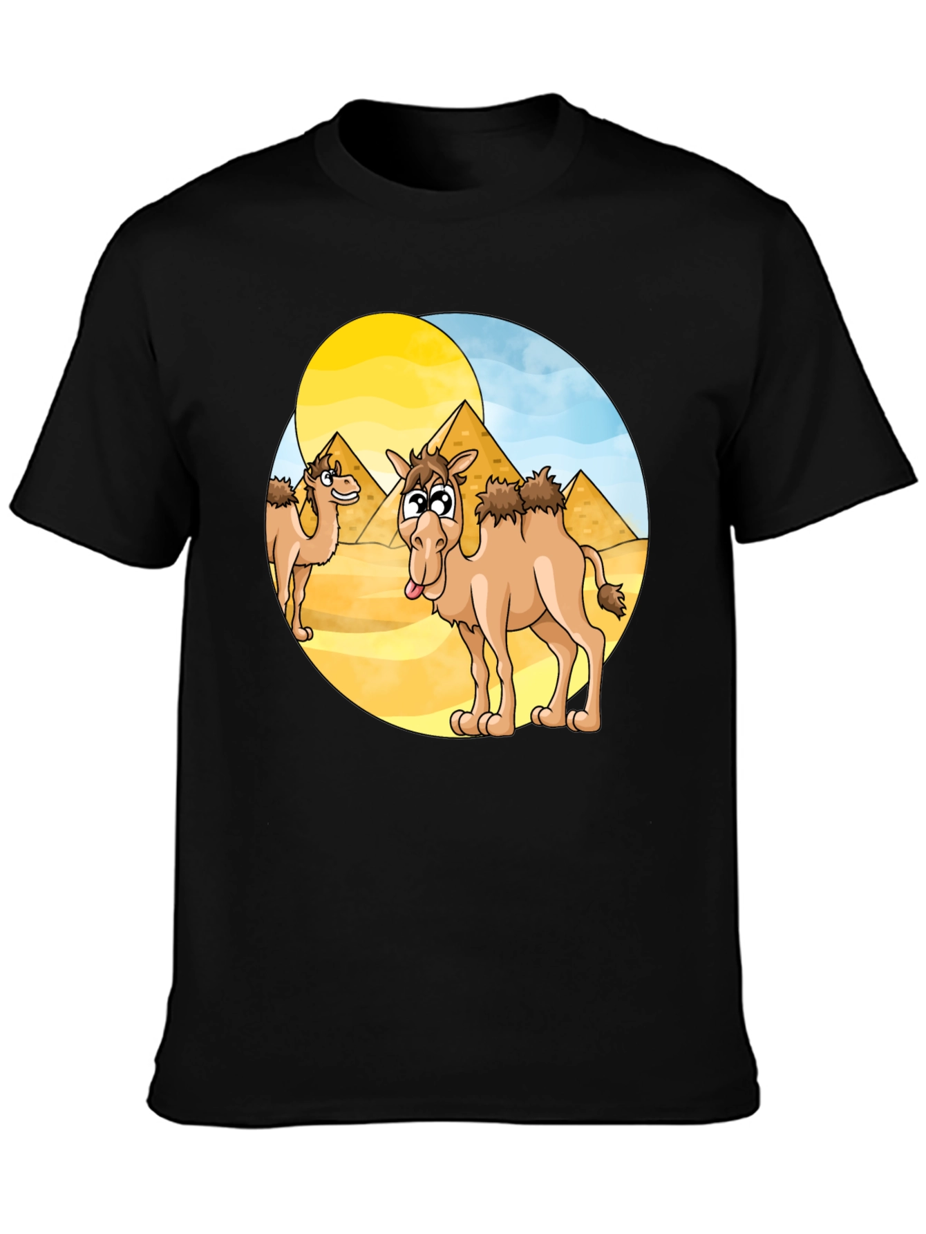 Cartoon Camel Graphic Tee - Black