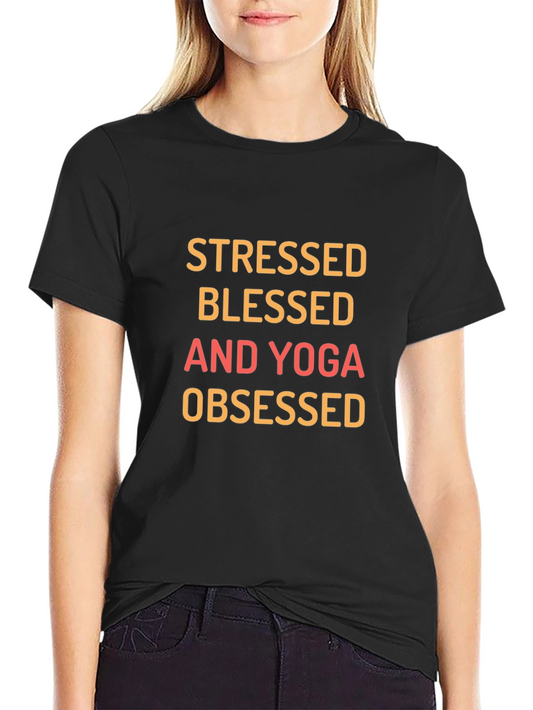 Stressed Blessed Yoga Obsessed Graphic Tee