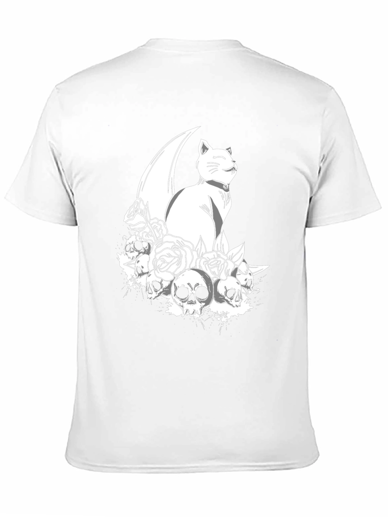Gothic Cat & Skulls T-Shirt - Black