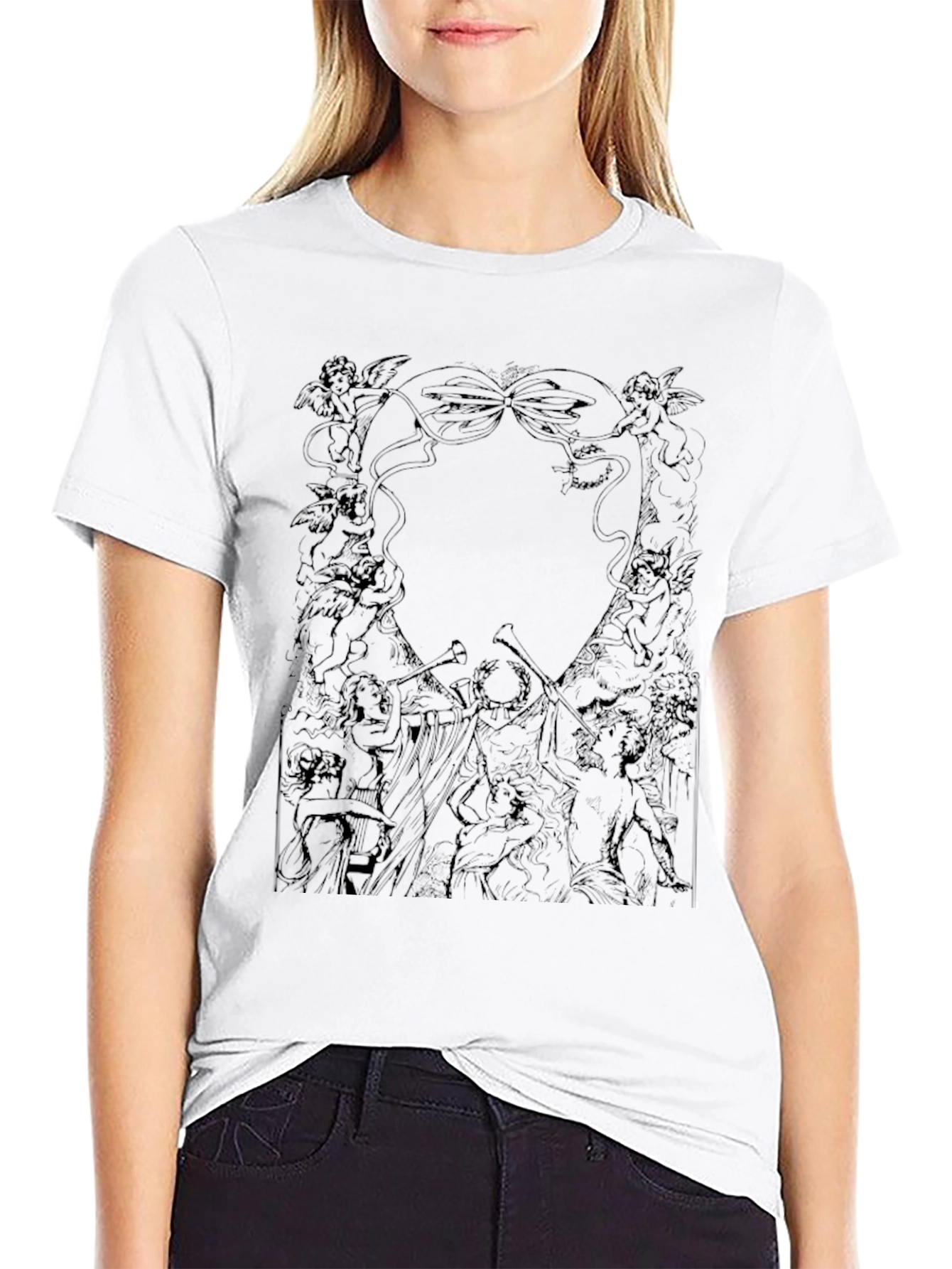 Angelic Graphic Print Black T-Shirt