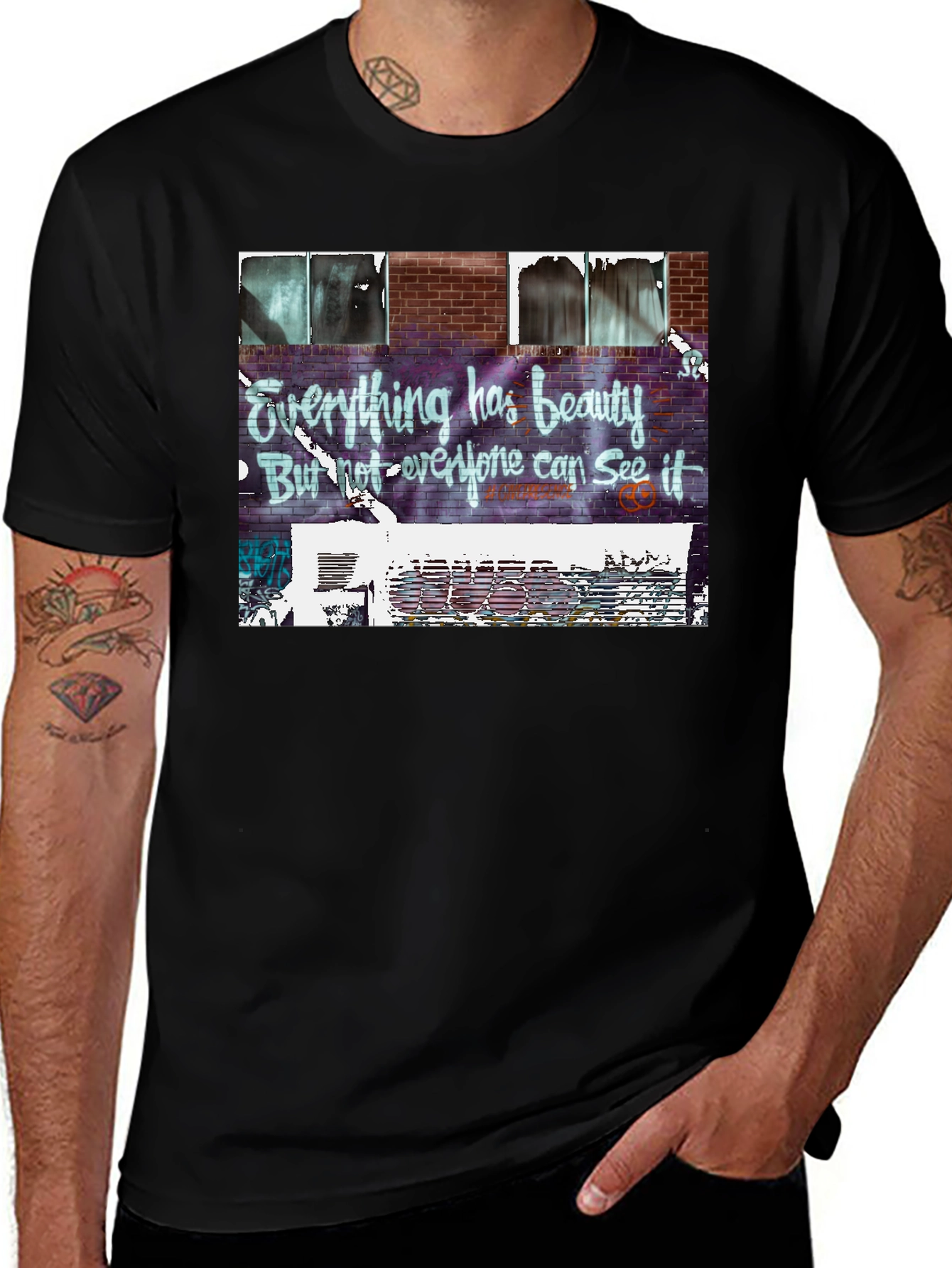 Beauty Graffiti Graphic Tee - Street Art Style