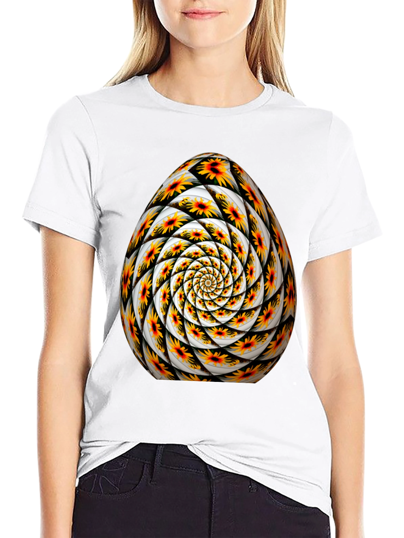 Abstract Floral Egg Graphic Tee