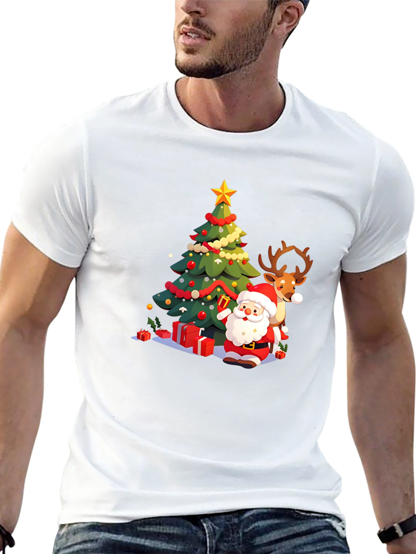 Festive Christmas Santa & Reindeer T-Shirt