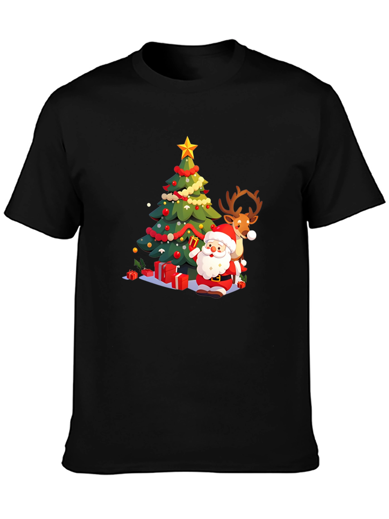 Festive Christmas Santa & Reindeer T-Shirt