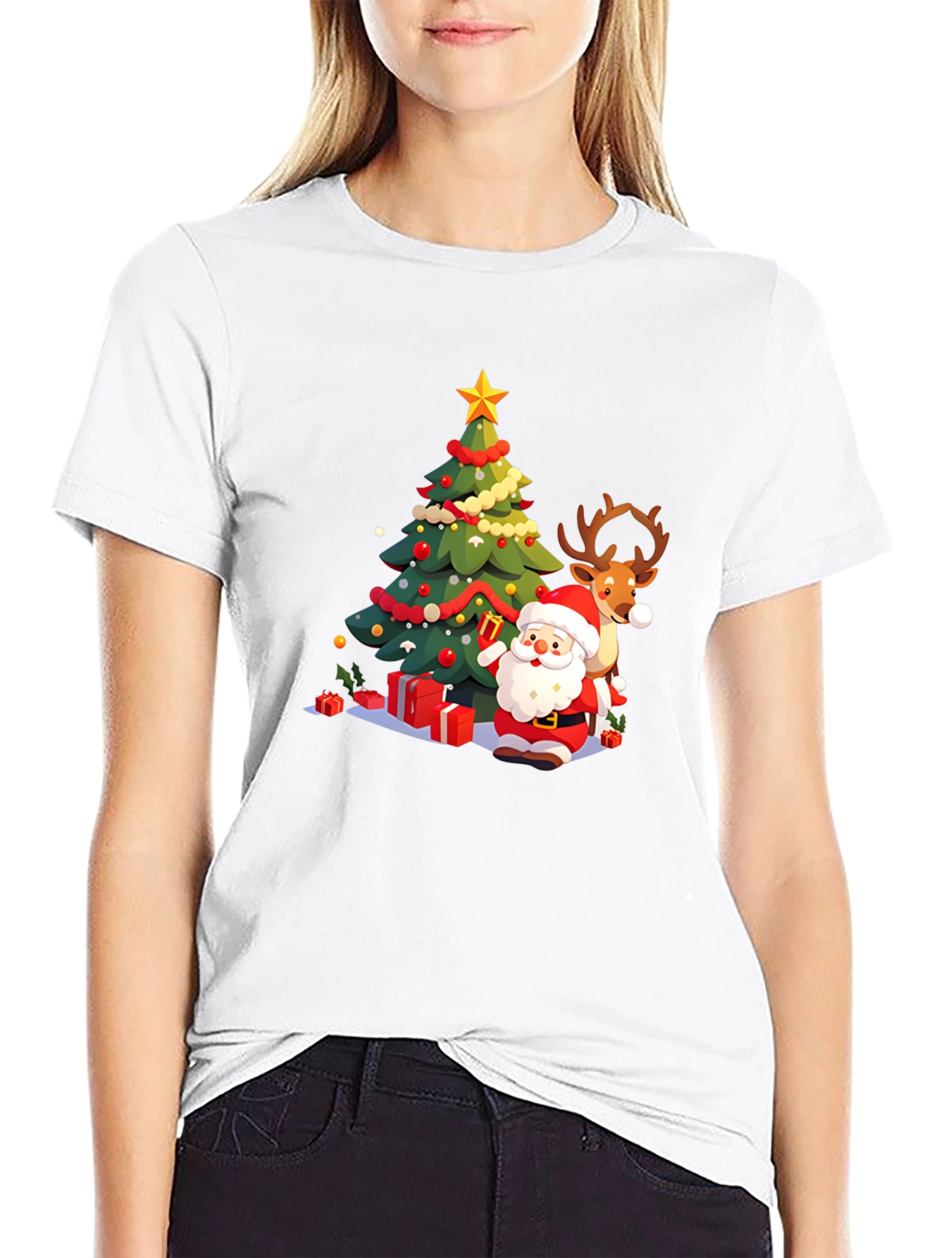 Festive Christmas Santa & Reindeer T-Shirt