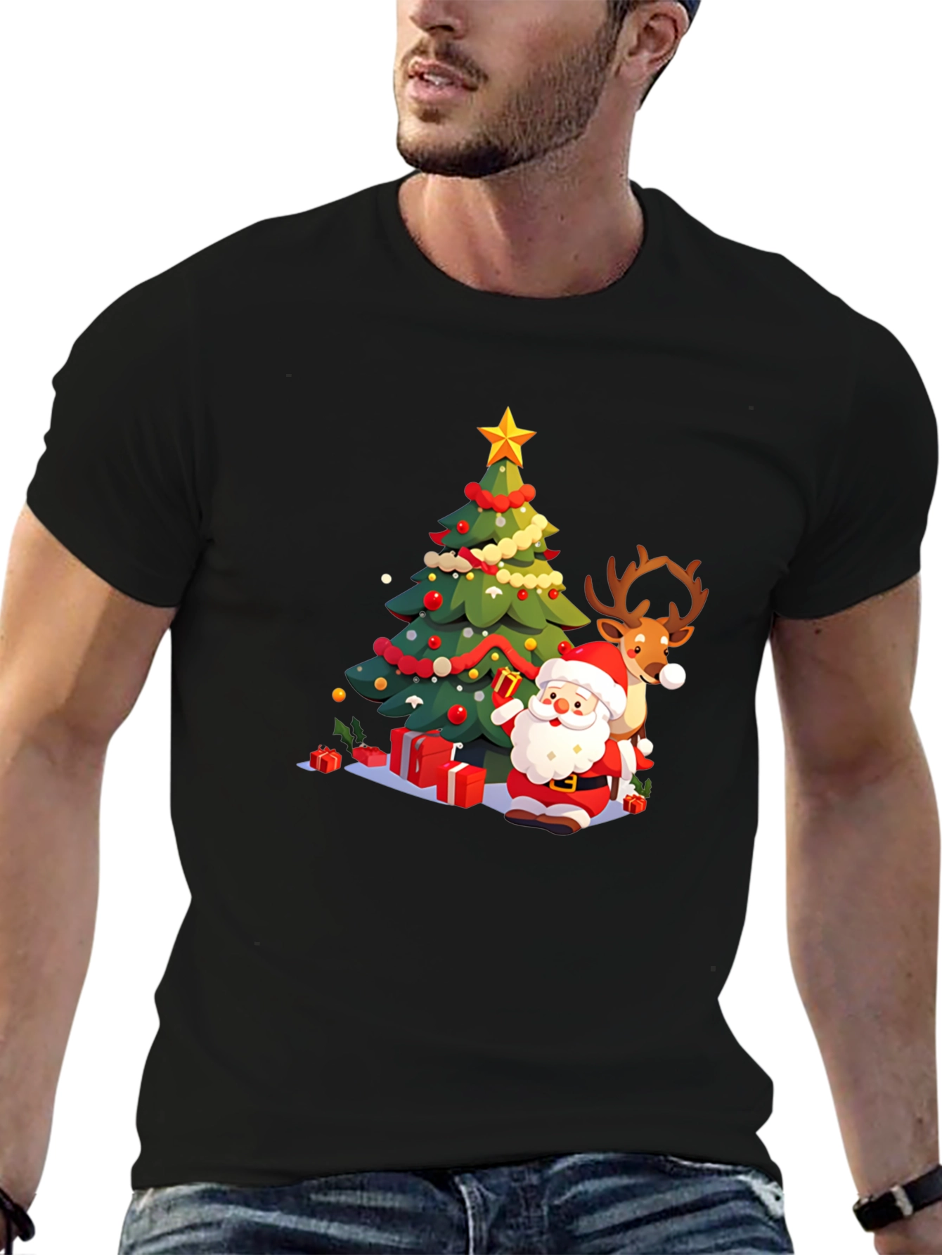 Festive Christmas Santa & Reindeer T-Shirt