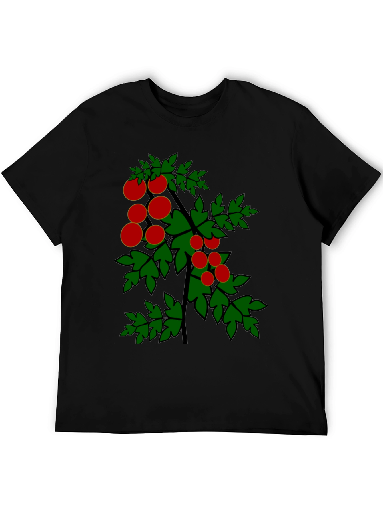 Tomato Plant Graphic Tee - Black Cotton T-Shirt