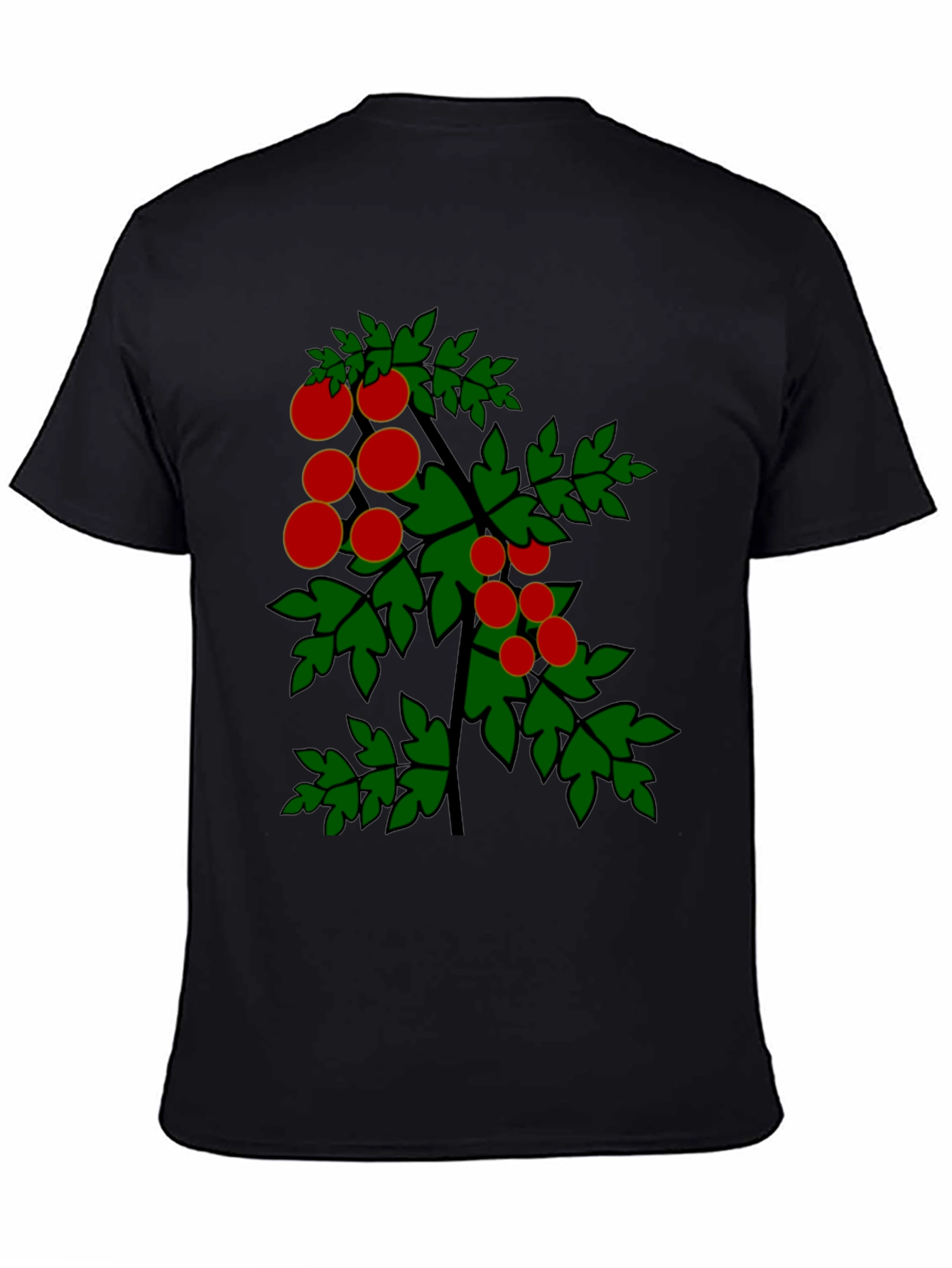 Tomato Plant Graphic Tee - Black Cotton T-Shirt