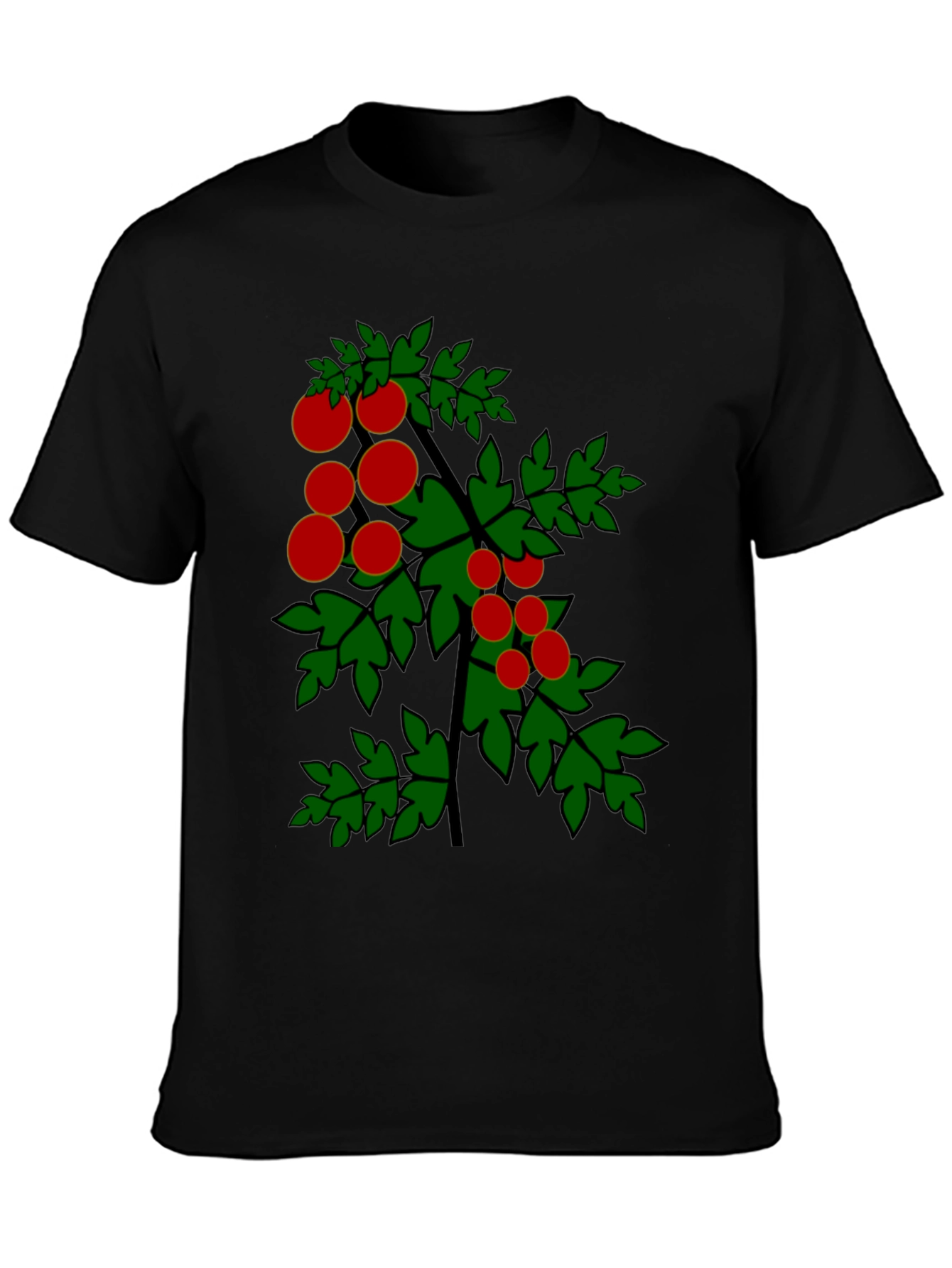 Tomato Plant Graphic Tee - Black Cotton T-Shirt