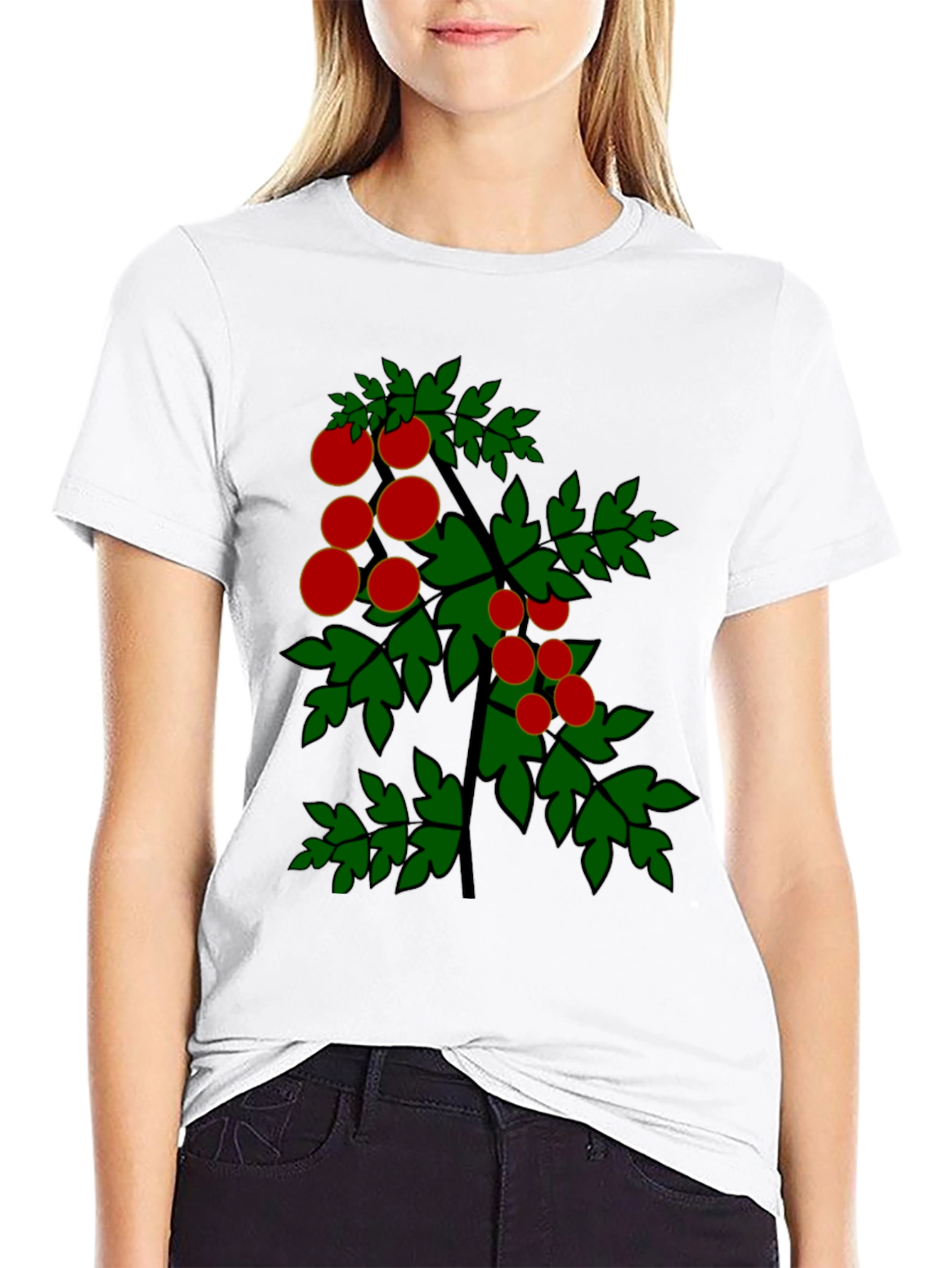 Tomato Plant Graphic Tee - Black Cotton T-Shirt