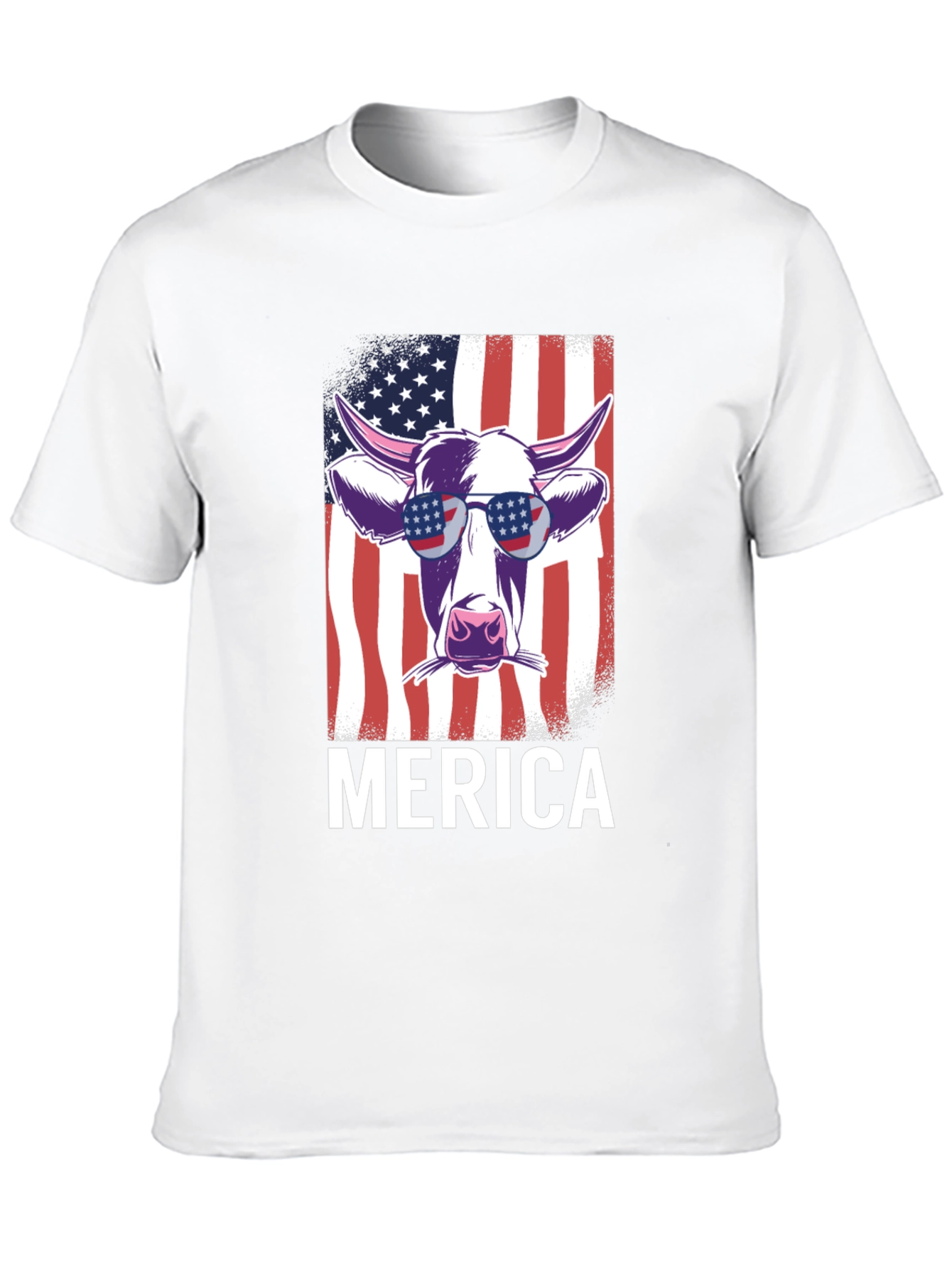 Merica Cow T-Shirt - Patriotic USA Flag