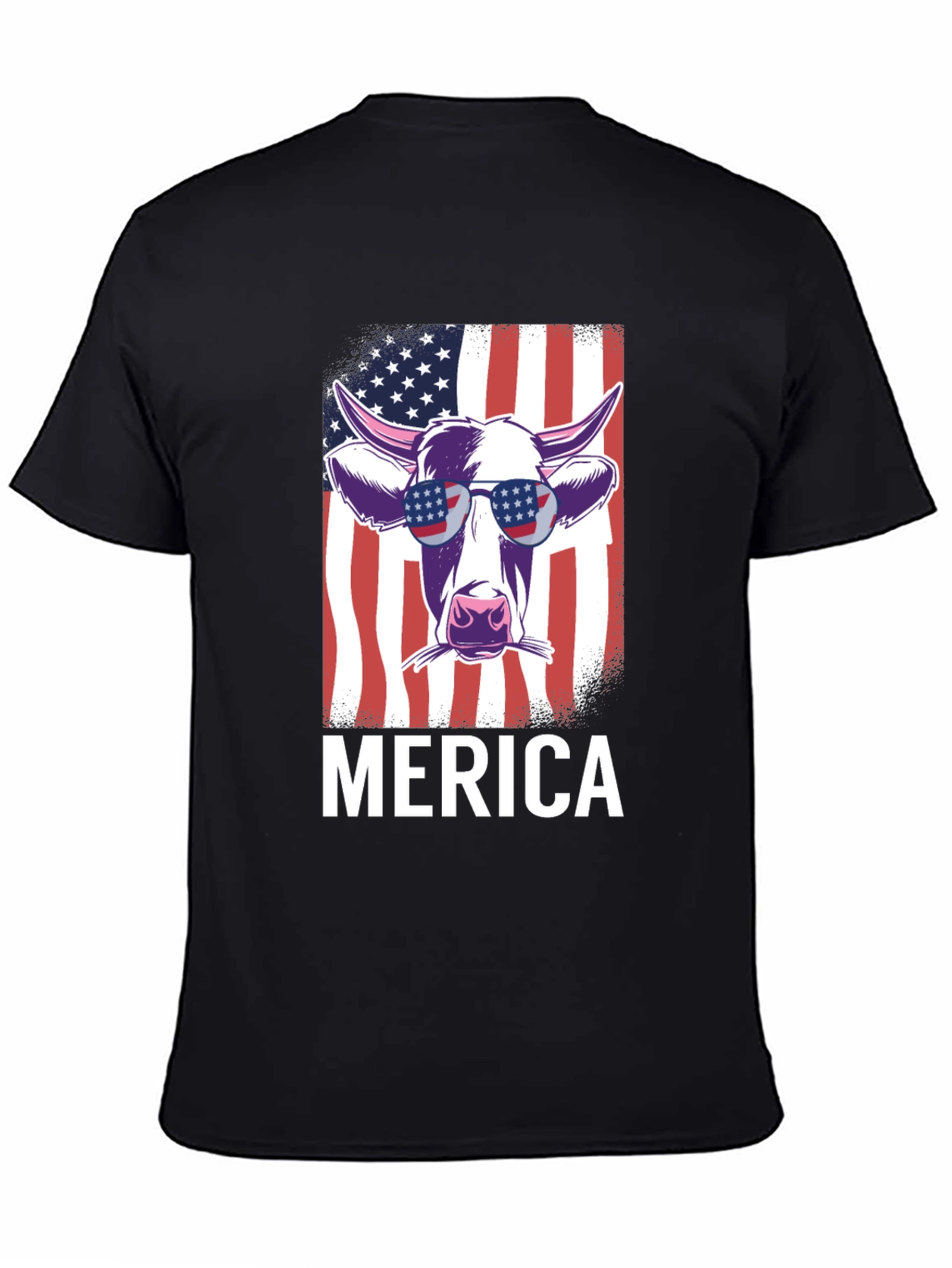 Merica Cow T-Shirt - Patriotic USA Flag