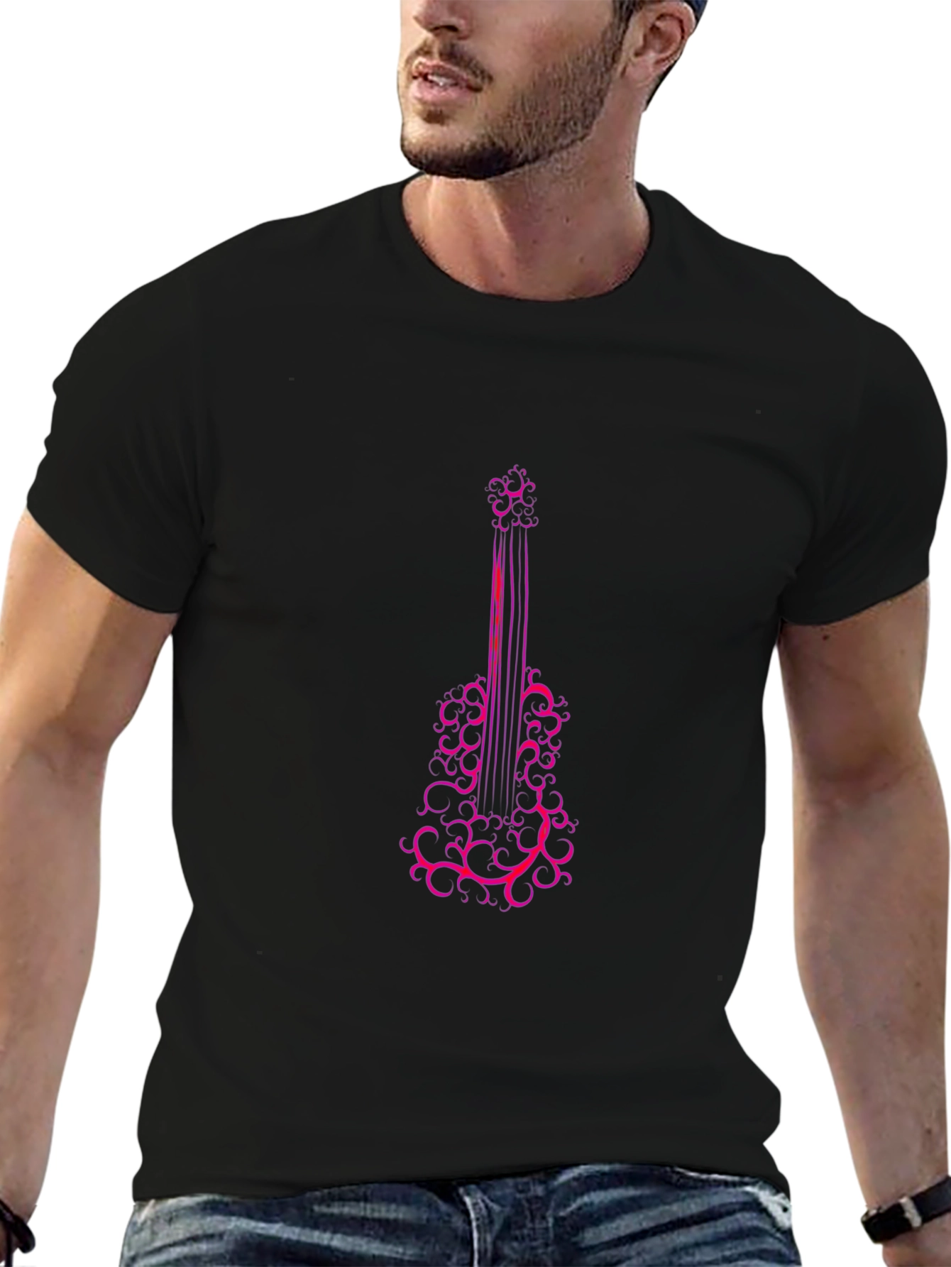 Guitar Art Graphic T-Shirt - Black