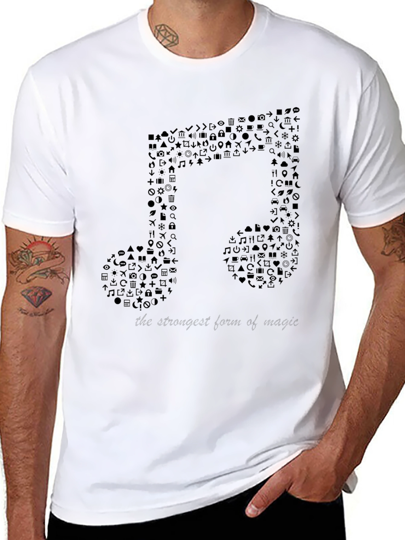 Musical Note Graphic T-Shirt - Mens Black Tee