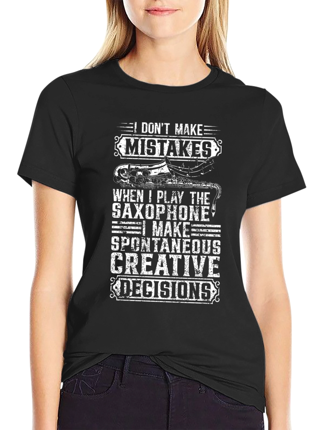 Saxophone Player Black Graphic T-Shirt